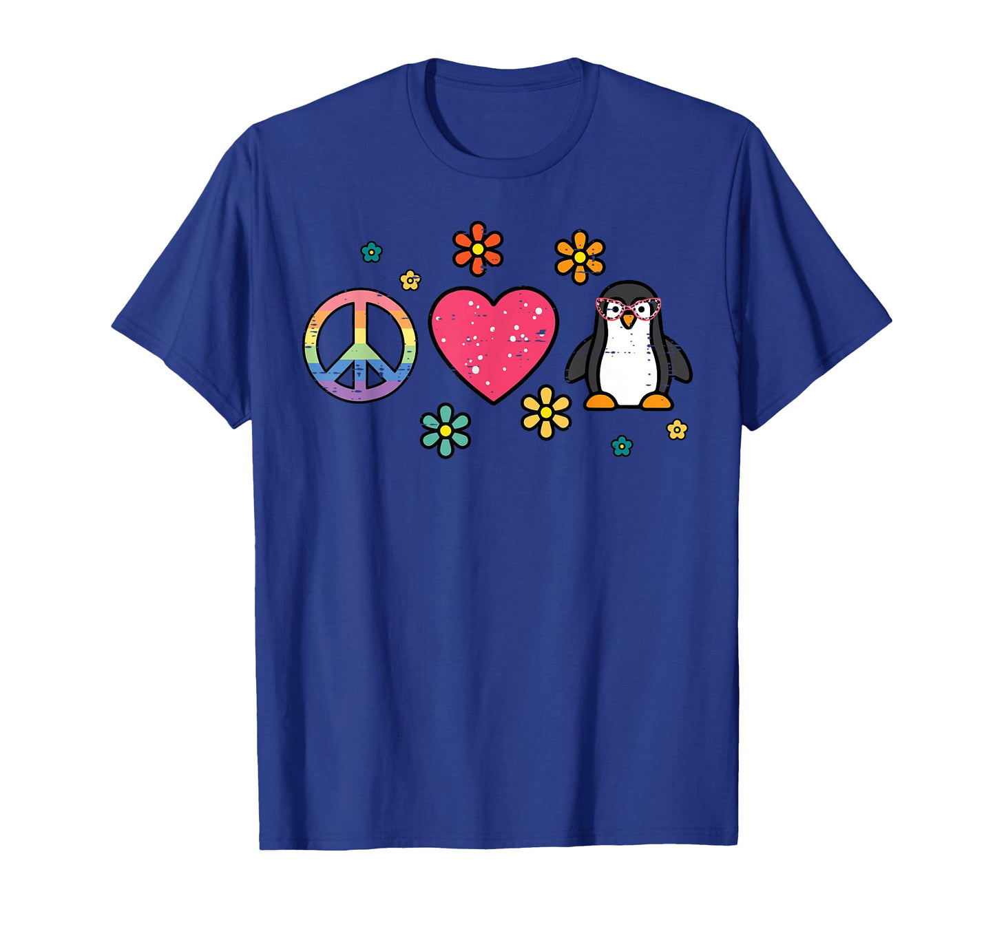 Peace Love Penguin Retro Groovy Hippie Women Girls Kids Men T-Shirt