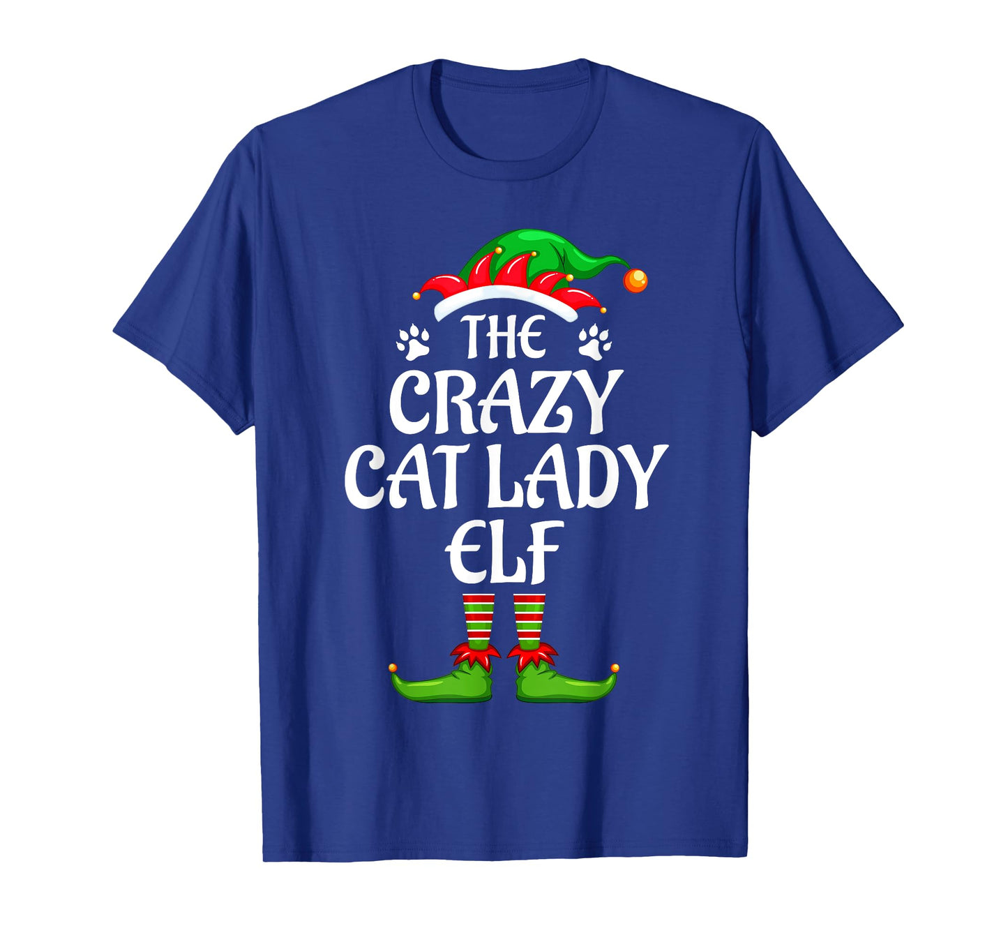 Crazy Cat Lady Elf Matching Family Group Christmas Party T-Shirt