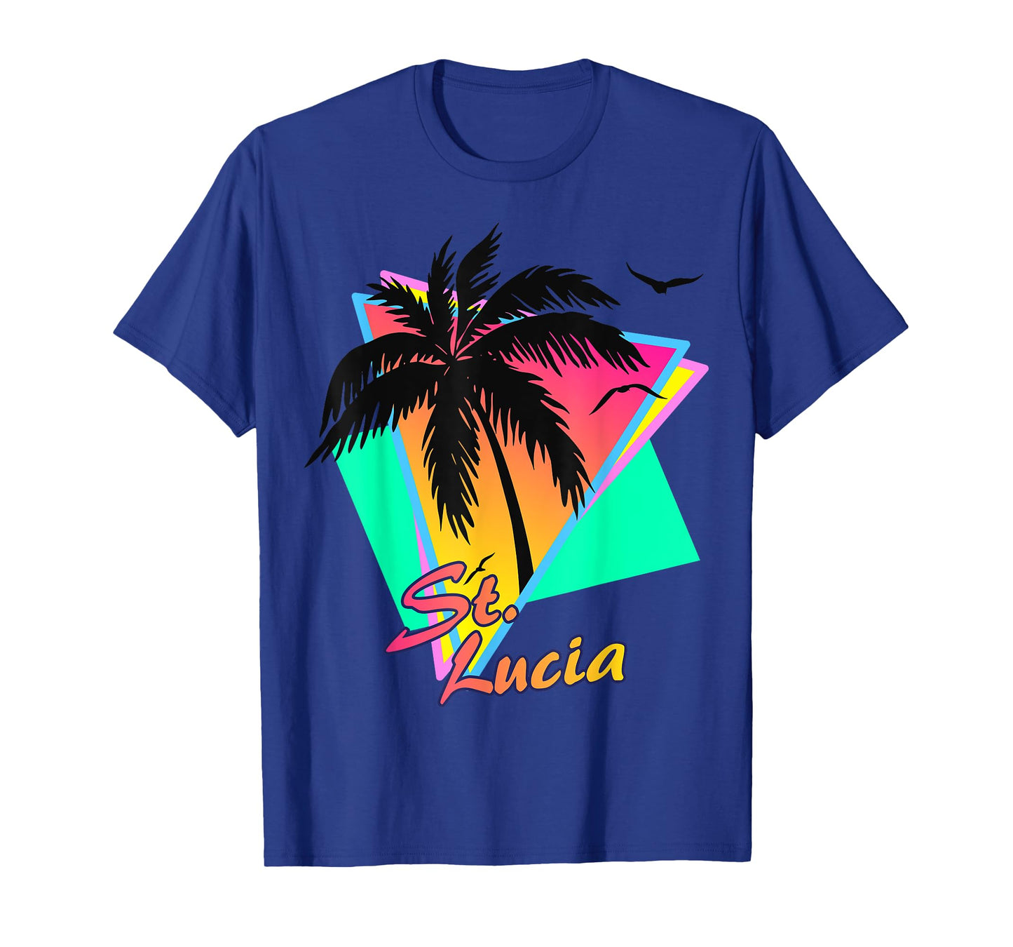 St. Lucia 80s Tropical Summer Beach Palm Tree Sunset T-Shirt