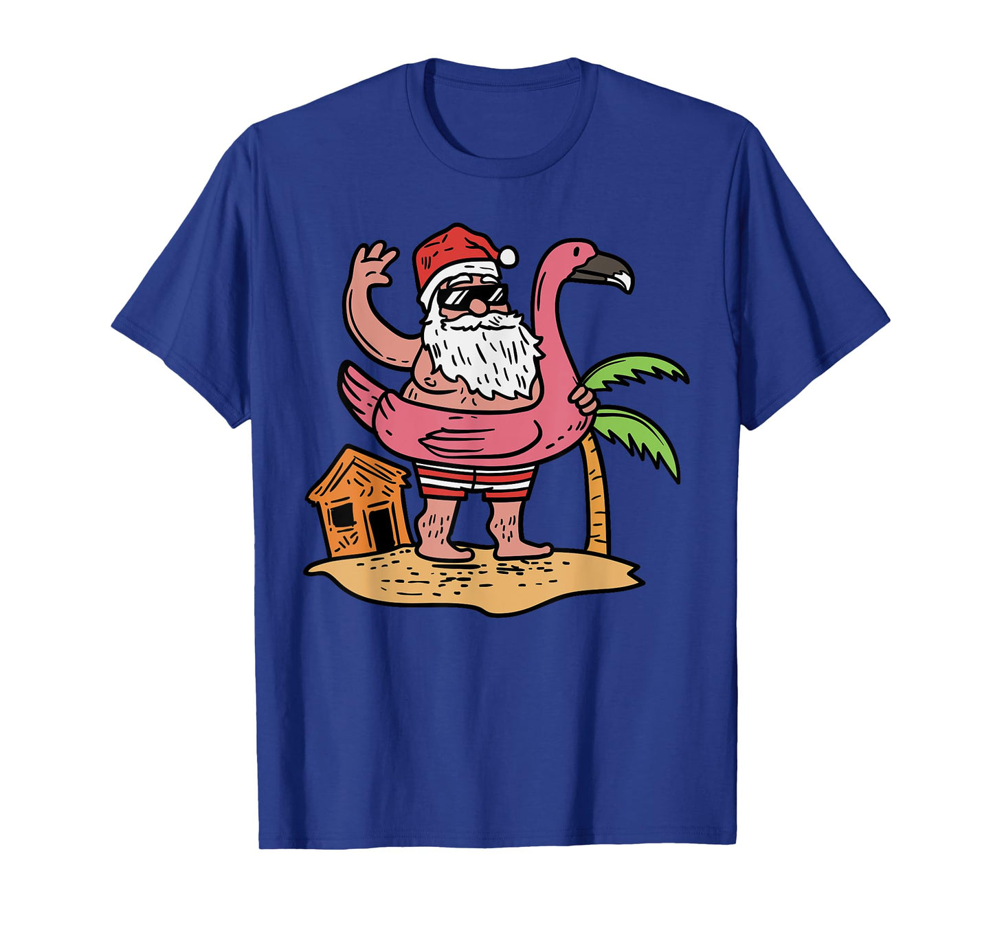Summer Santa Flamingo Floater Funny Christmas In July Gift T-Shirt