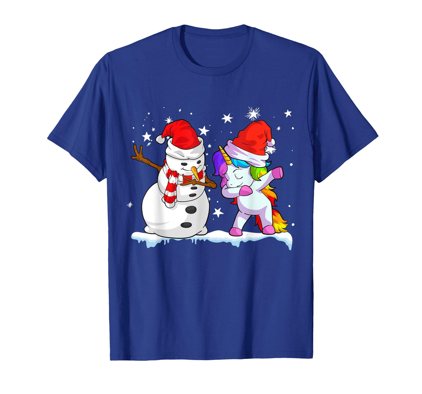Unicorn Christmas Shirt Girls Women Santa Hat Snowman T-Shirt