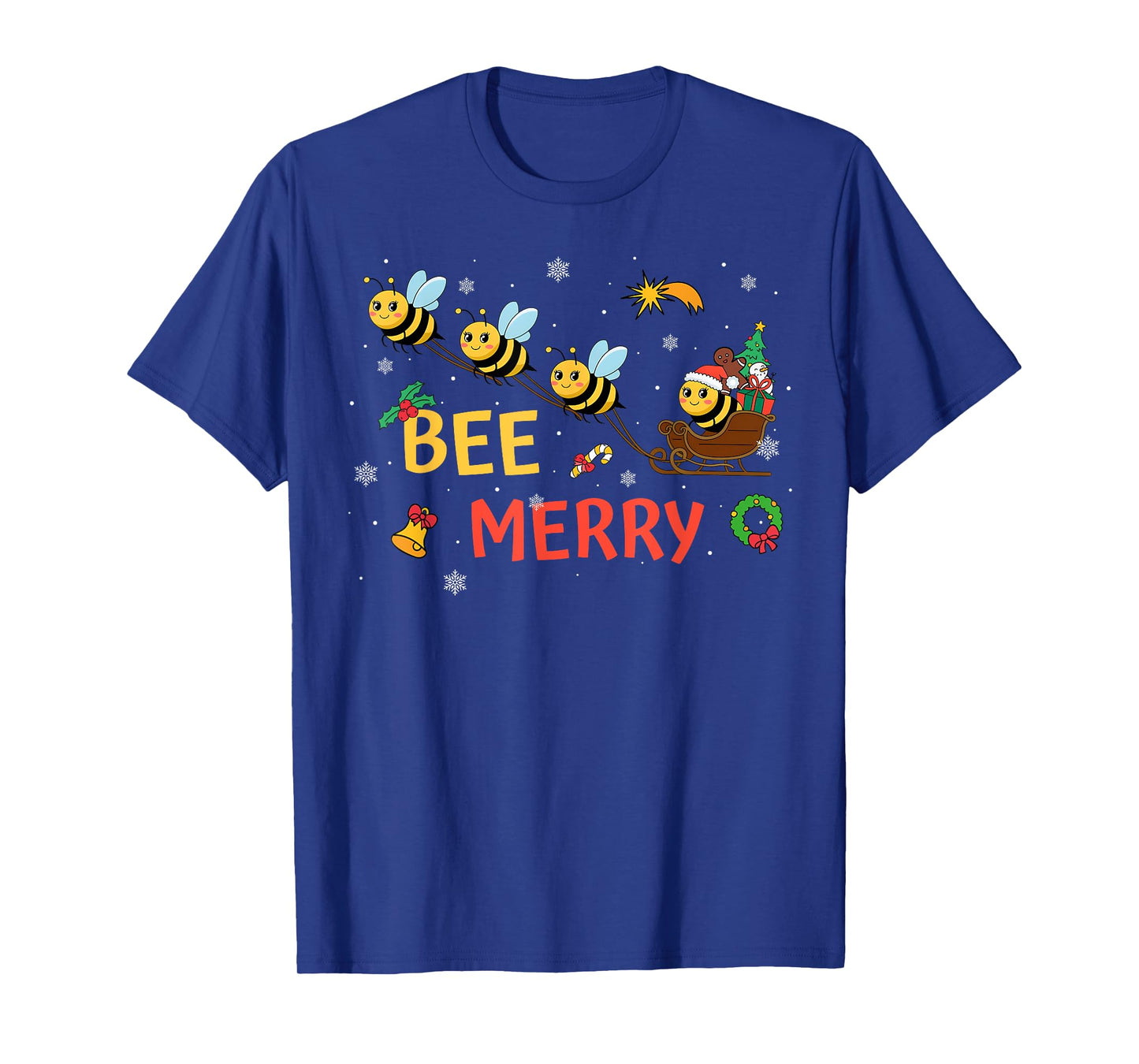 Bee Merry Christmas Beekeeper Xmas Holiday Santa Sleigh Ride T-Shirt
