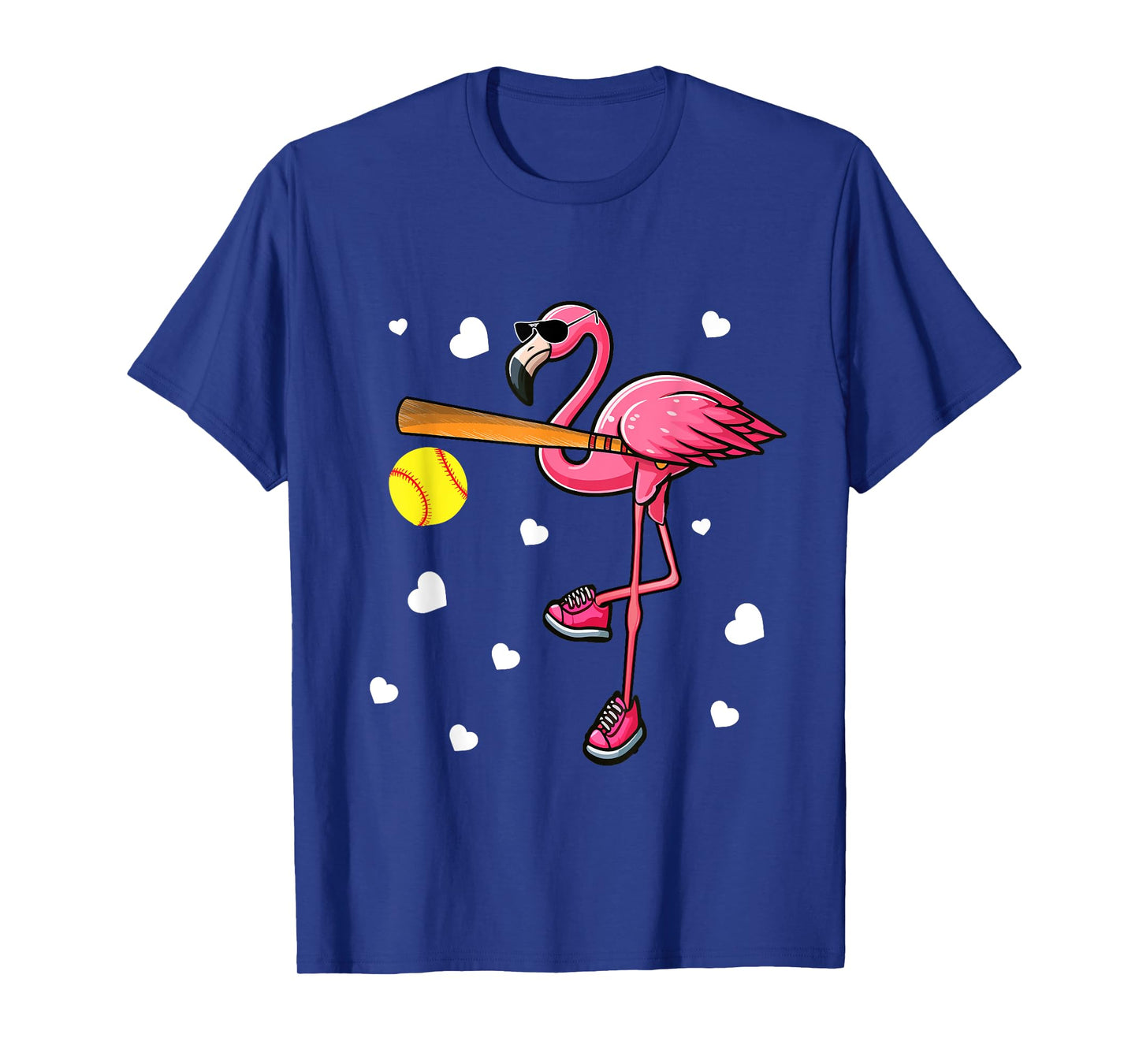 Flamingo Sunglasses Playing Softball Costume Player Lover T-Shirt