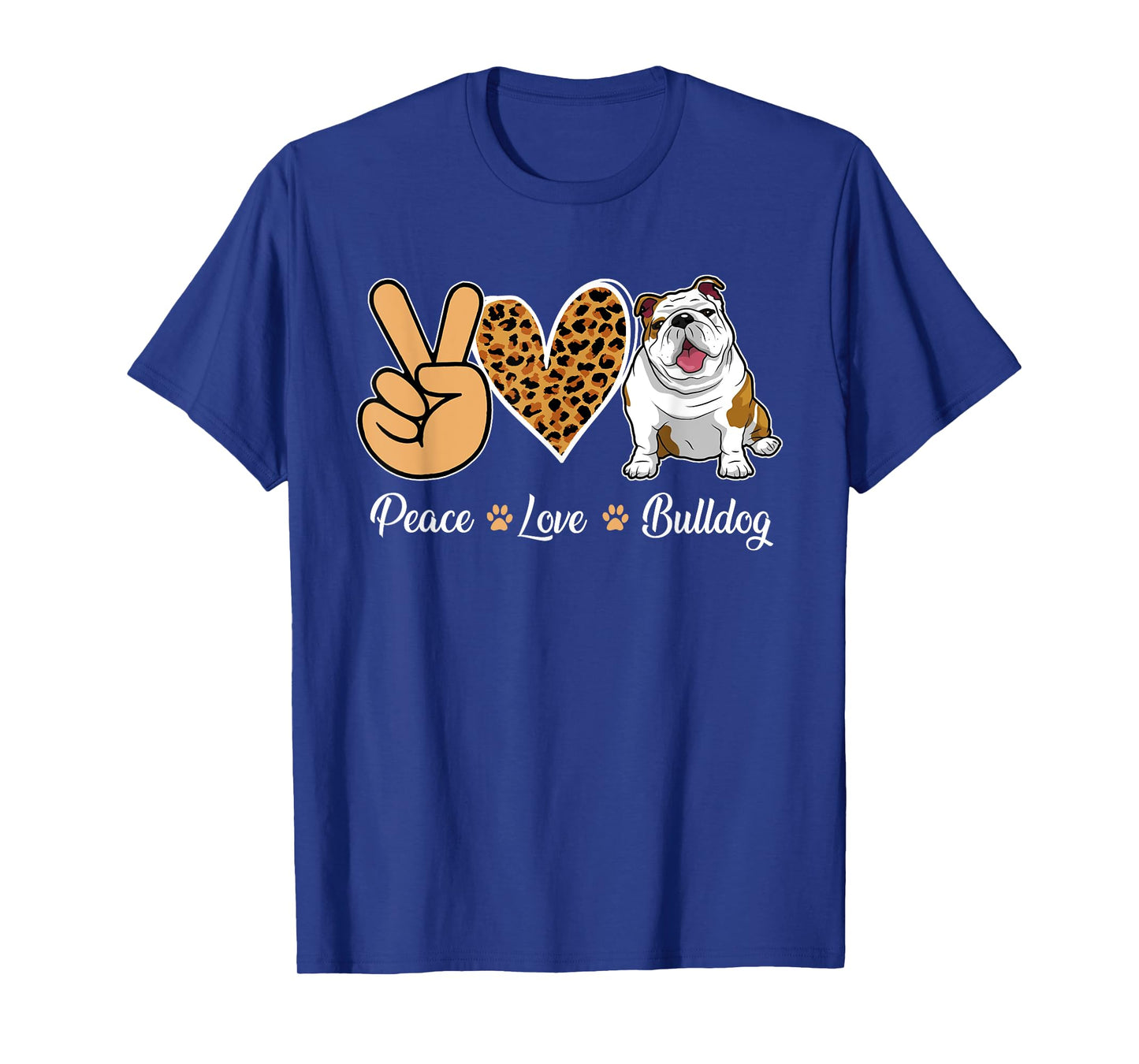 Peace Love Bulldog Leopard Heart Men Women Kids T-Shirt