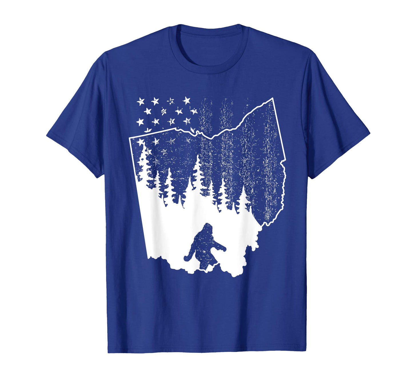 Ohio Bigfoot American Flag Sasquatch Usa Silhouette Ohio Map T-Shirt