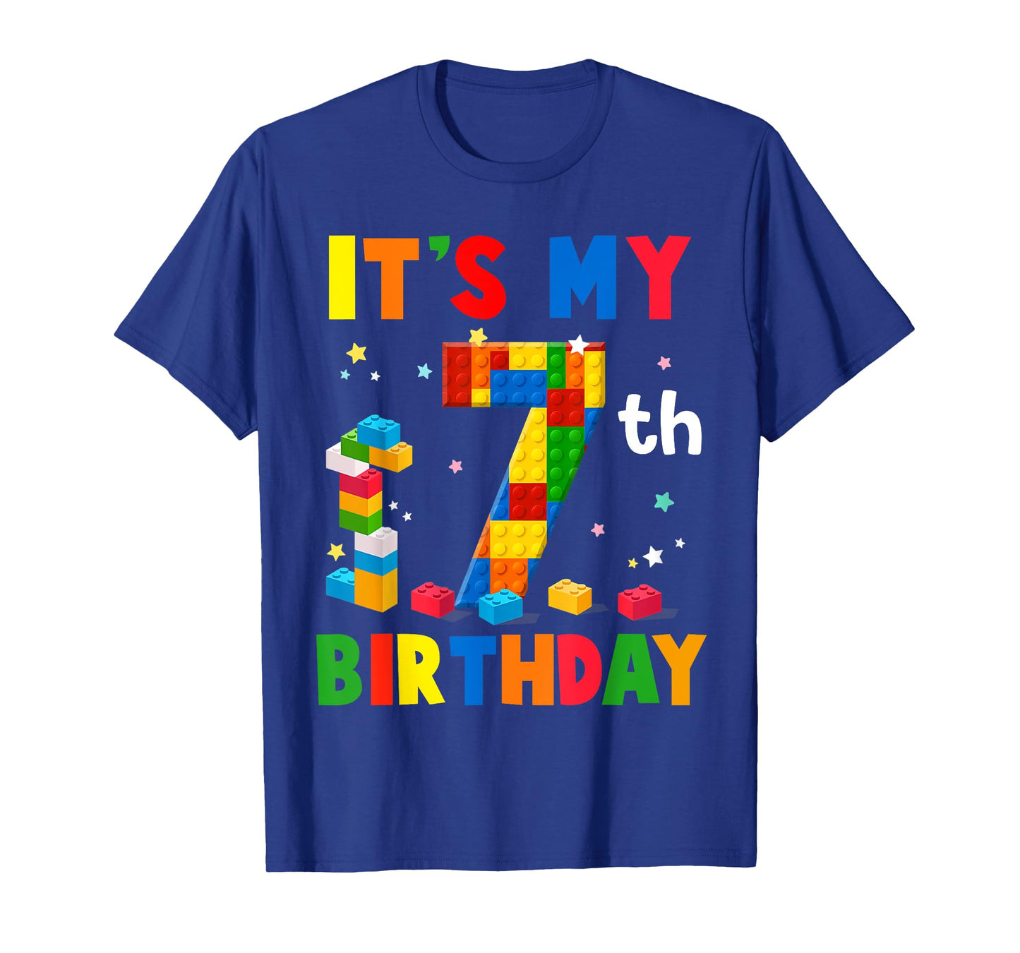 It's My 7th Birthday Building Blocks Bricks 7 Years Old Boy T-Shirt