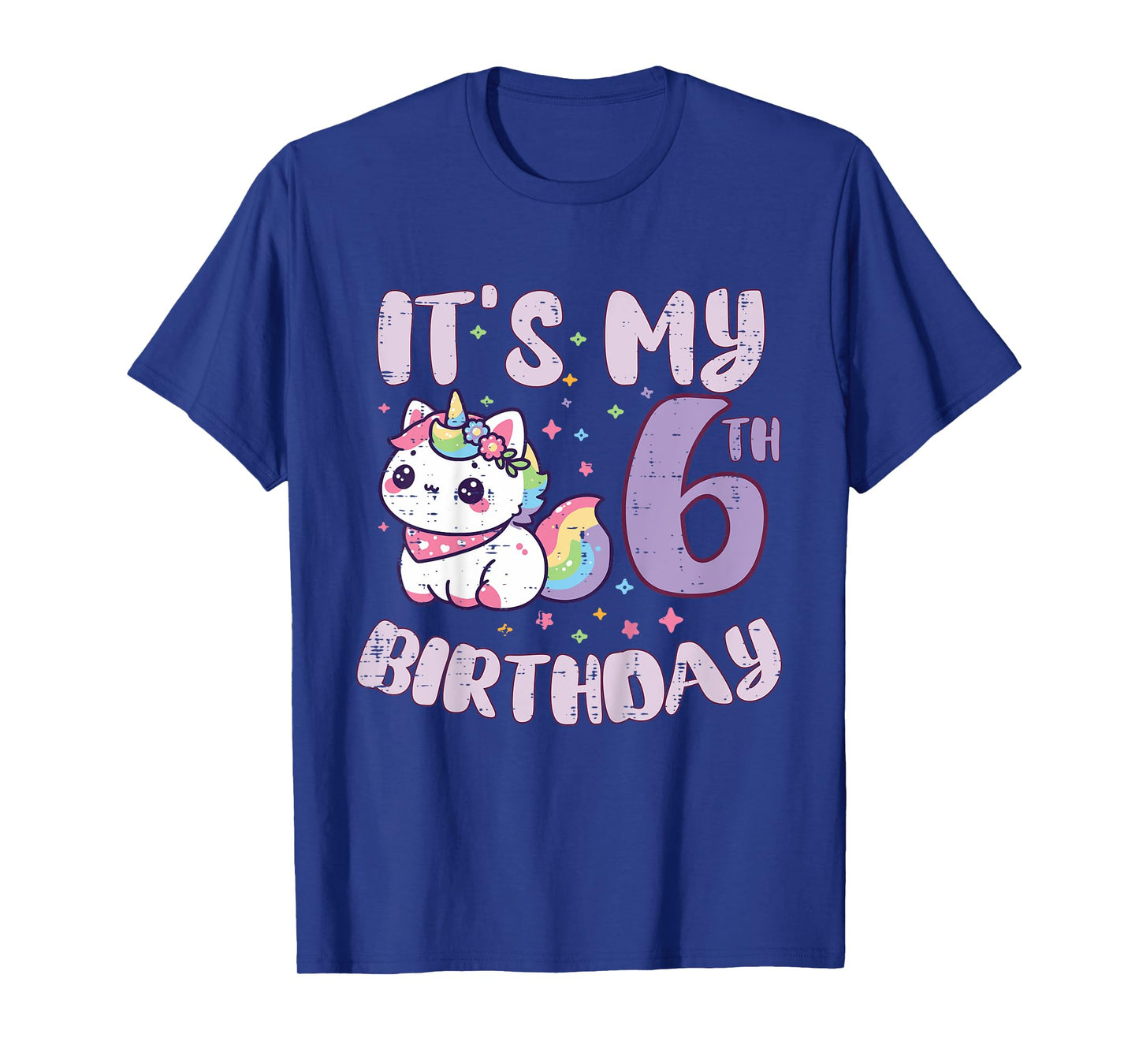 Its My 6th Birthday Unicorn Cat 6 Year Old Bday Girls Kids T-Shirt