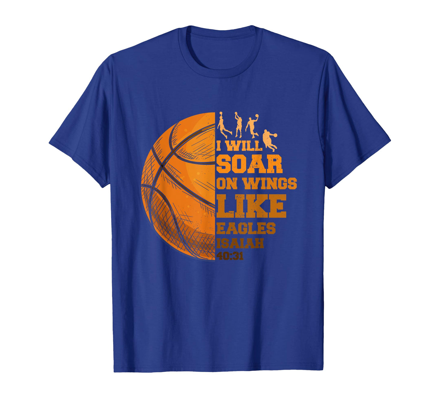 Basketball Christian Soar On-Wings Like Eagle Religious Basketball T-Shirt - Black, Unisex, Small, Short Sleeve, Regular Fit, Cotton 65% Polyester 35%