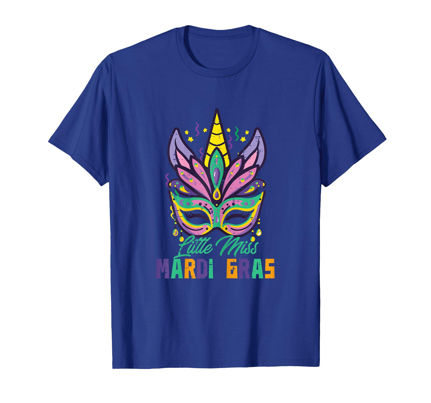 Little Miss Mardi Gras Unicorn Mask Toddler Girls Kids Youth T-Shirt