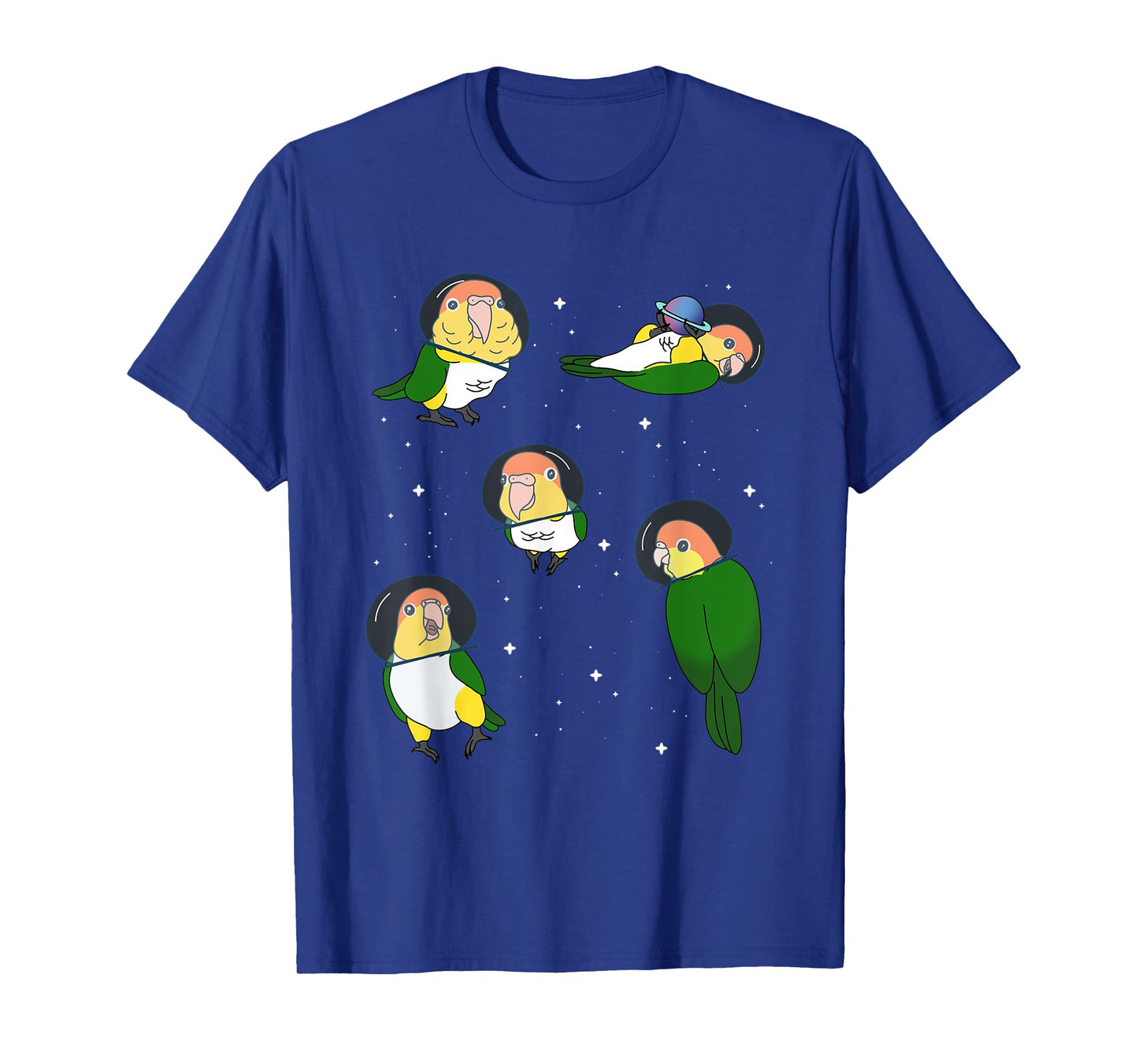 Cute White Bellied Caique Pattern Parrot memes Space Birbs T-Shirt