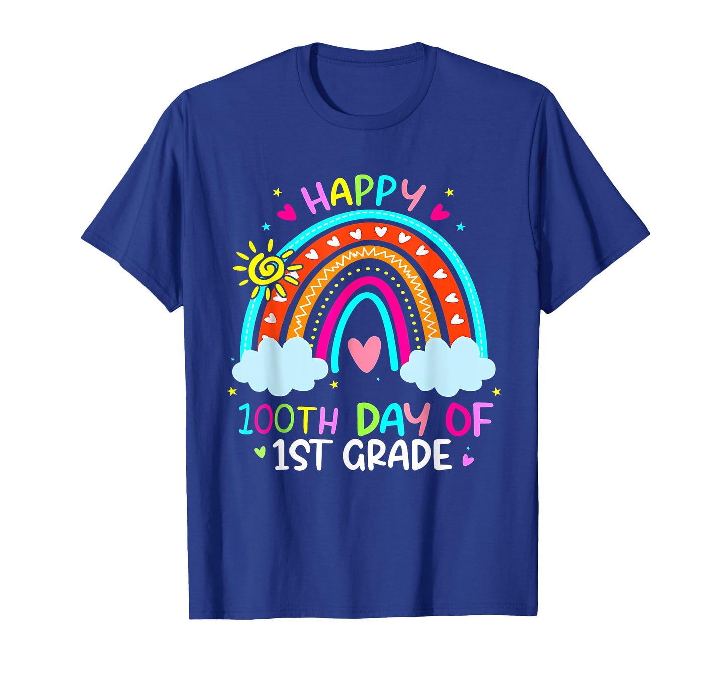Happy 100th Day Of 1st Grade School Rainbow Teacher Kids T-Shirt