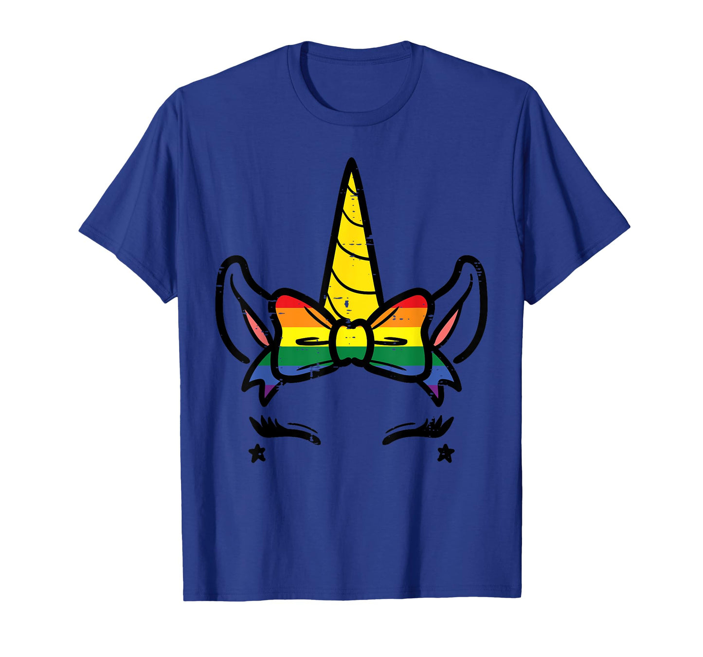 Gay Pride Unicorn Face Head Rainbow Flag Lgbtq Girls Kids T-Shirt