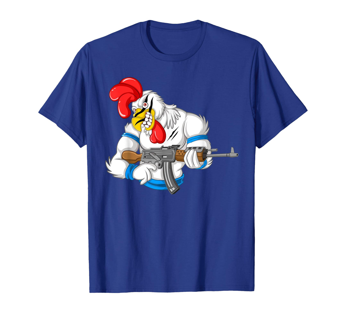 Angry Chicken Cartoon Weapon | Rooster Funny Gun Farmer Gift T-Shirt