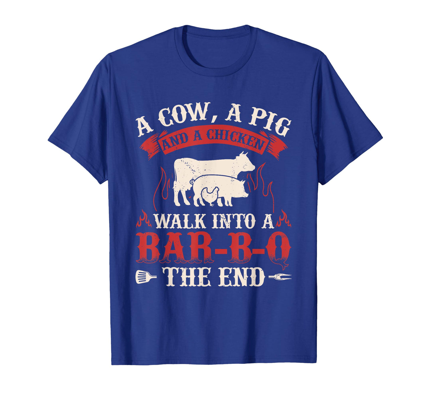 Funny Barbecue Cow Pig Chicken Graphic Meat Smoking BBQ T-Shirt