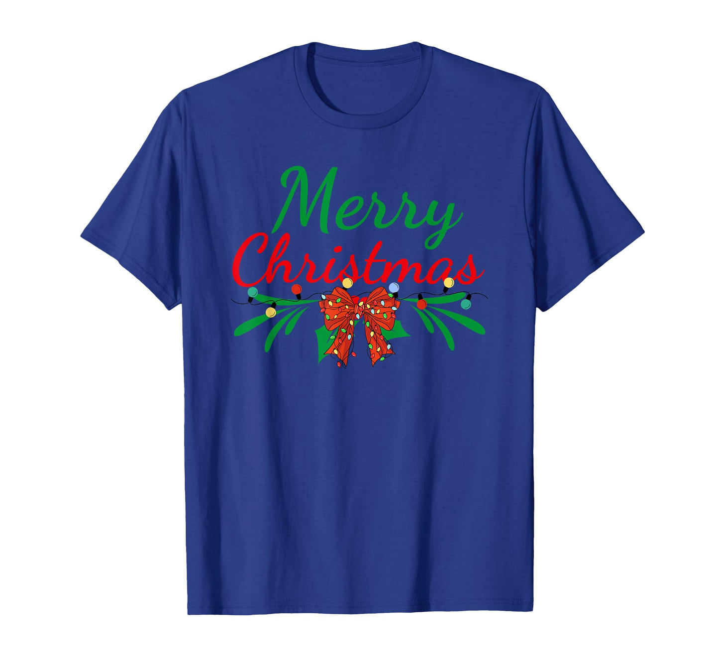 Merry Christmas Lights Red Santa Hat Xmas Family Men Women T-Shirt