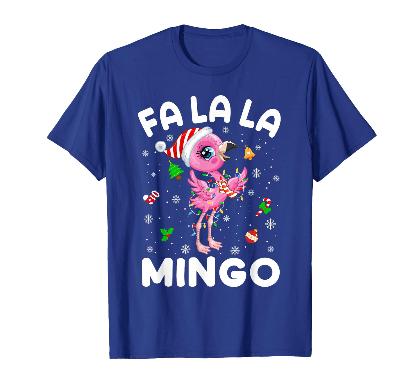 Fa La La Mingo Flamingo Christmas Santa Hat Xmas Pajamas T-Shirt
