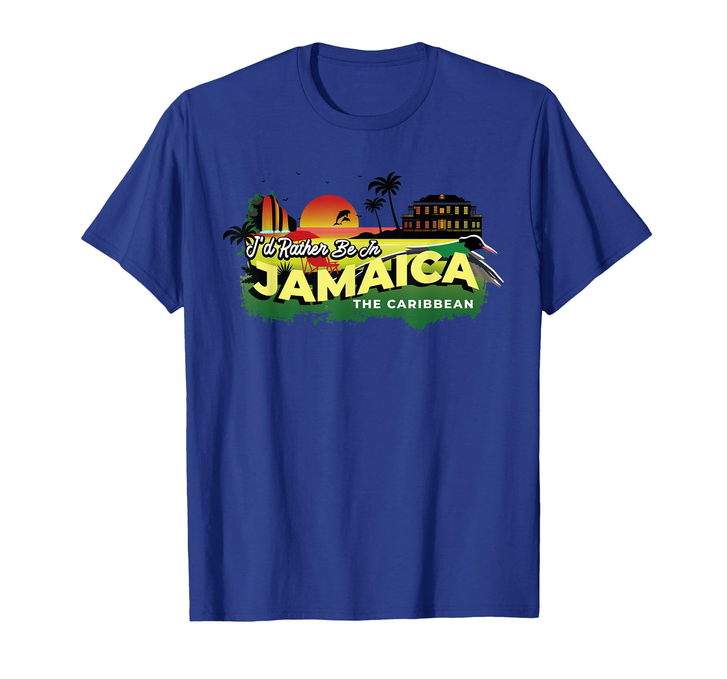 I'd Rather Be In Jamaica The Caribbean - Vintage Souvenir T-Shirt