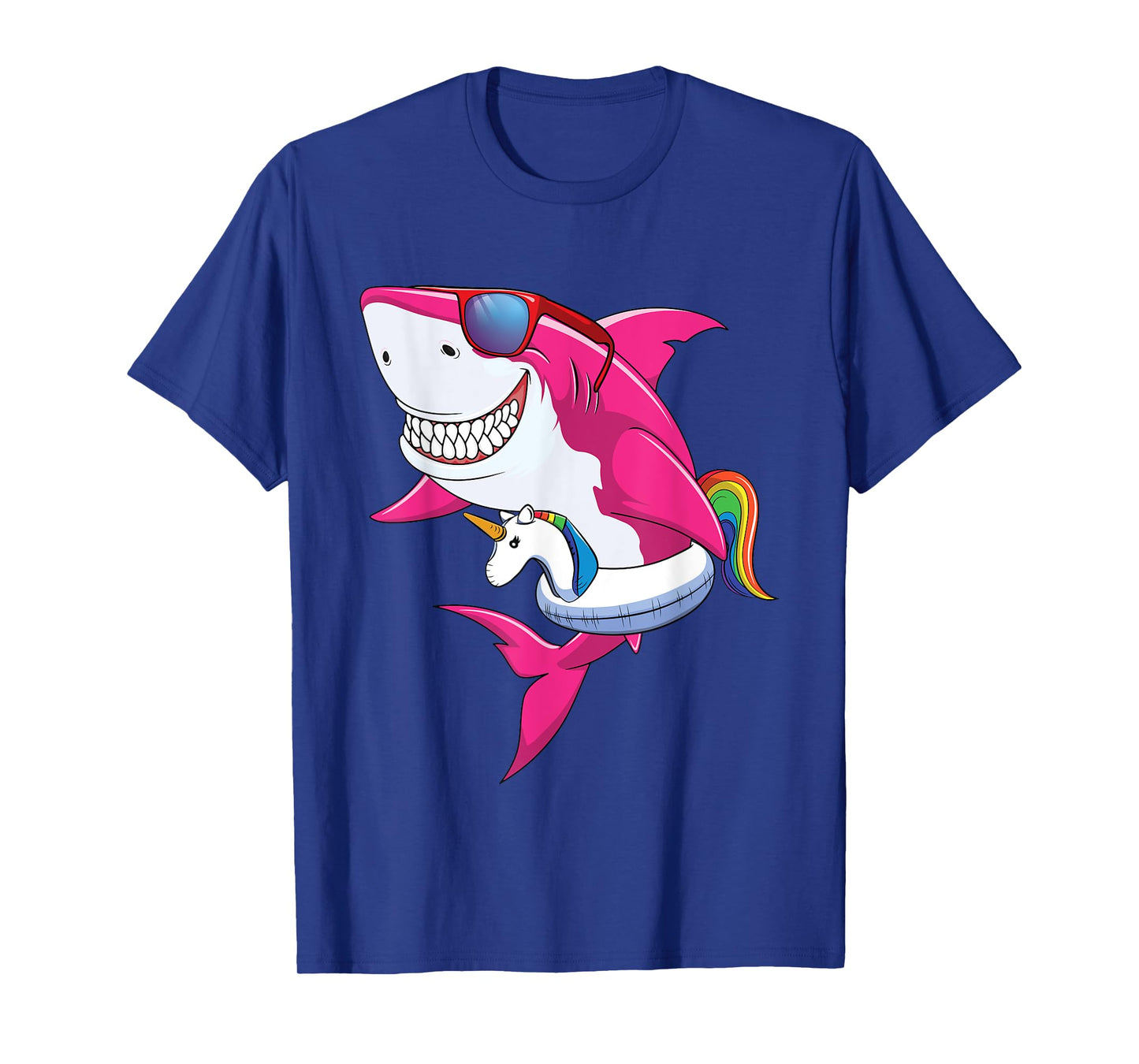 Shark Summer Shirt Girls Women Vacation Pool Unicorn & Shark T-Shirt