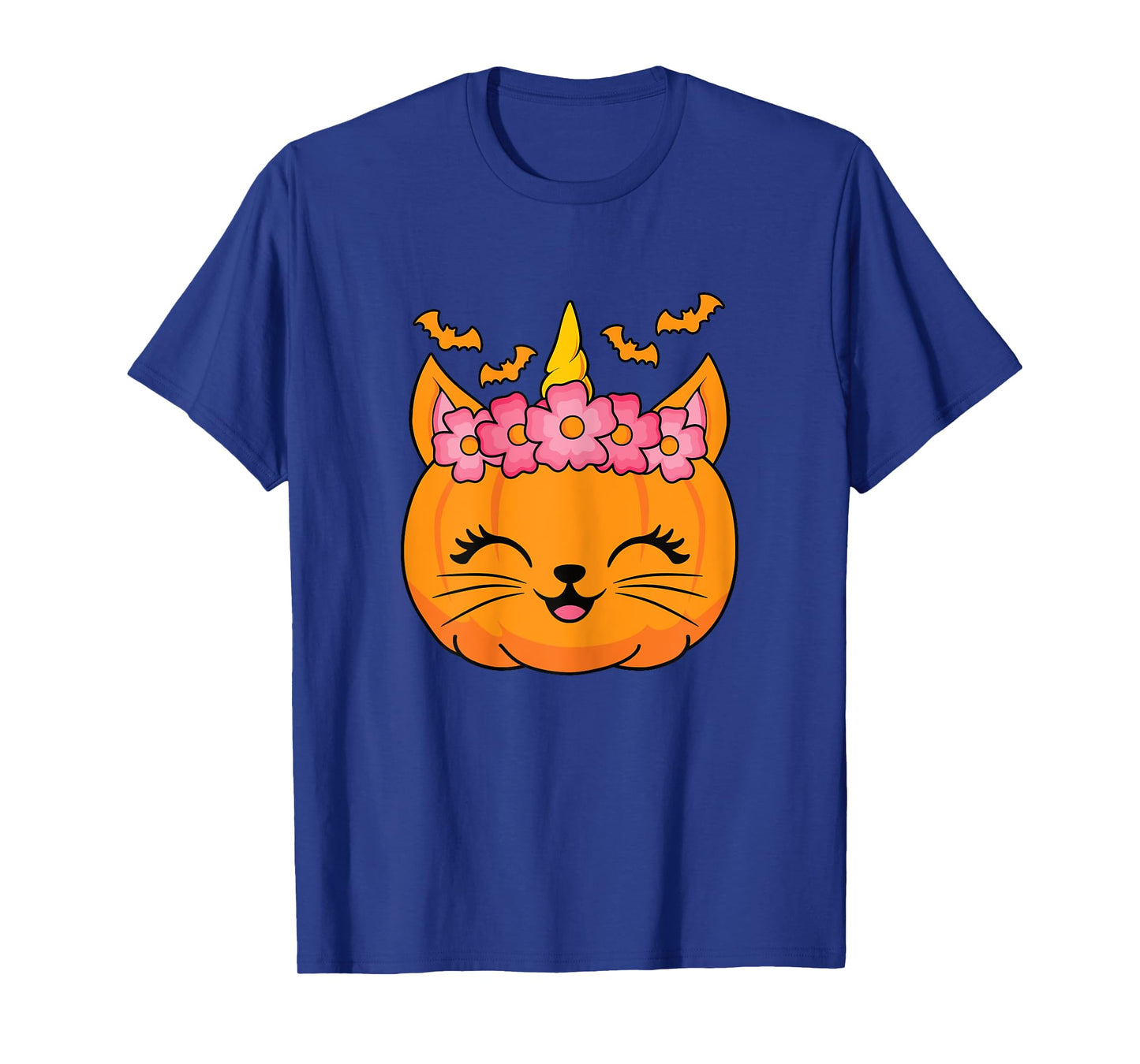 Cute Halloween Cat Unicorn Pumpkin Thanksgiving Women Girls T-Shirt