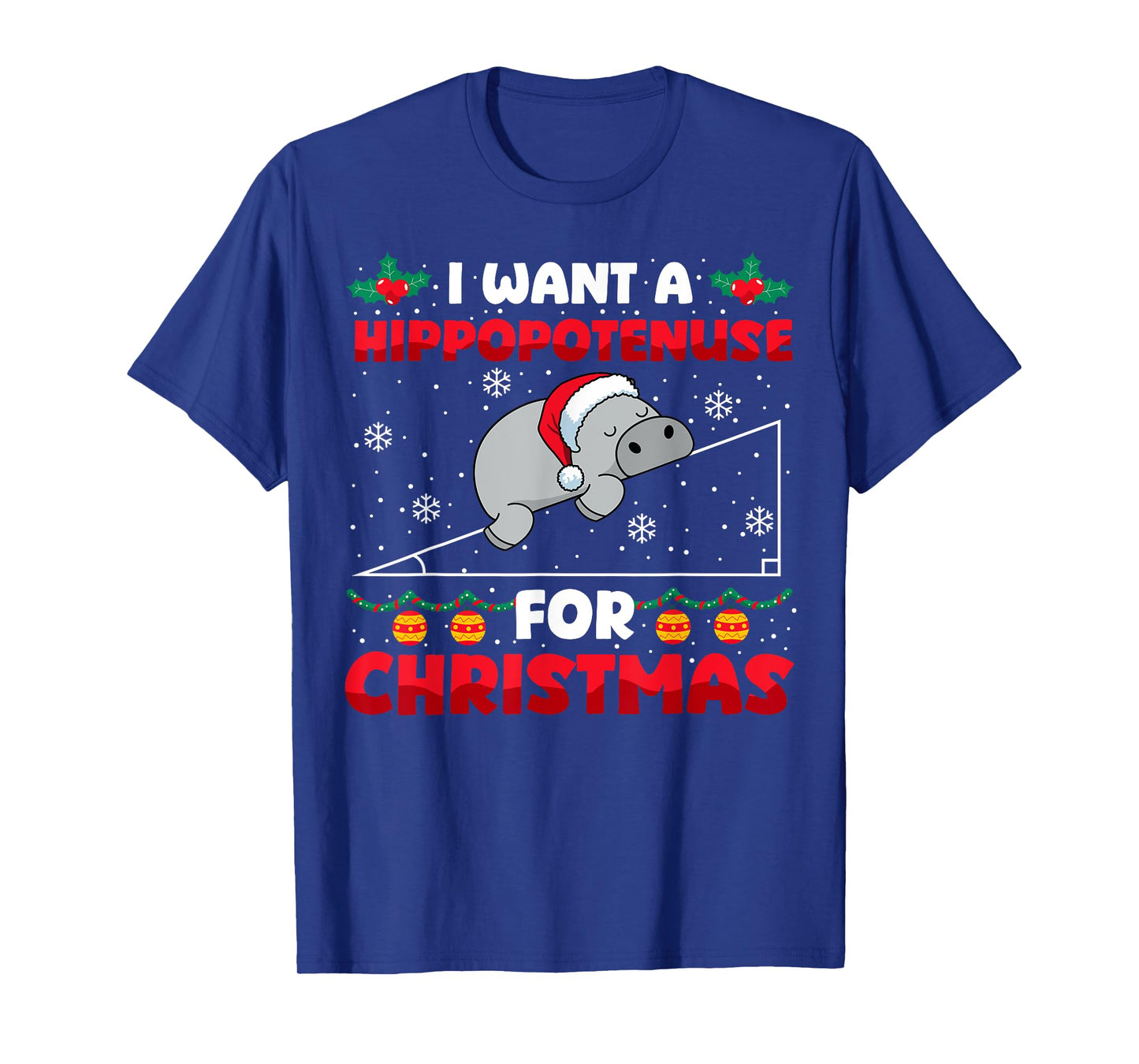 Funny Christmas Math Teacher Hippopotenuse Math Lovers Xmas T-Shirt