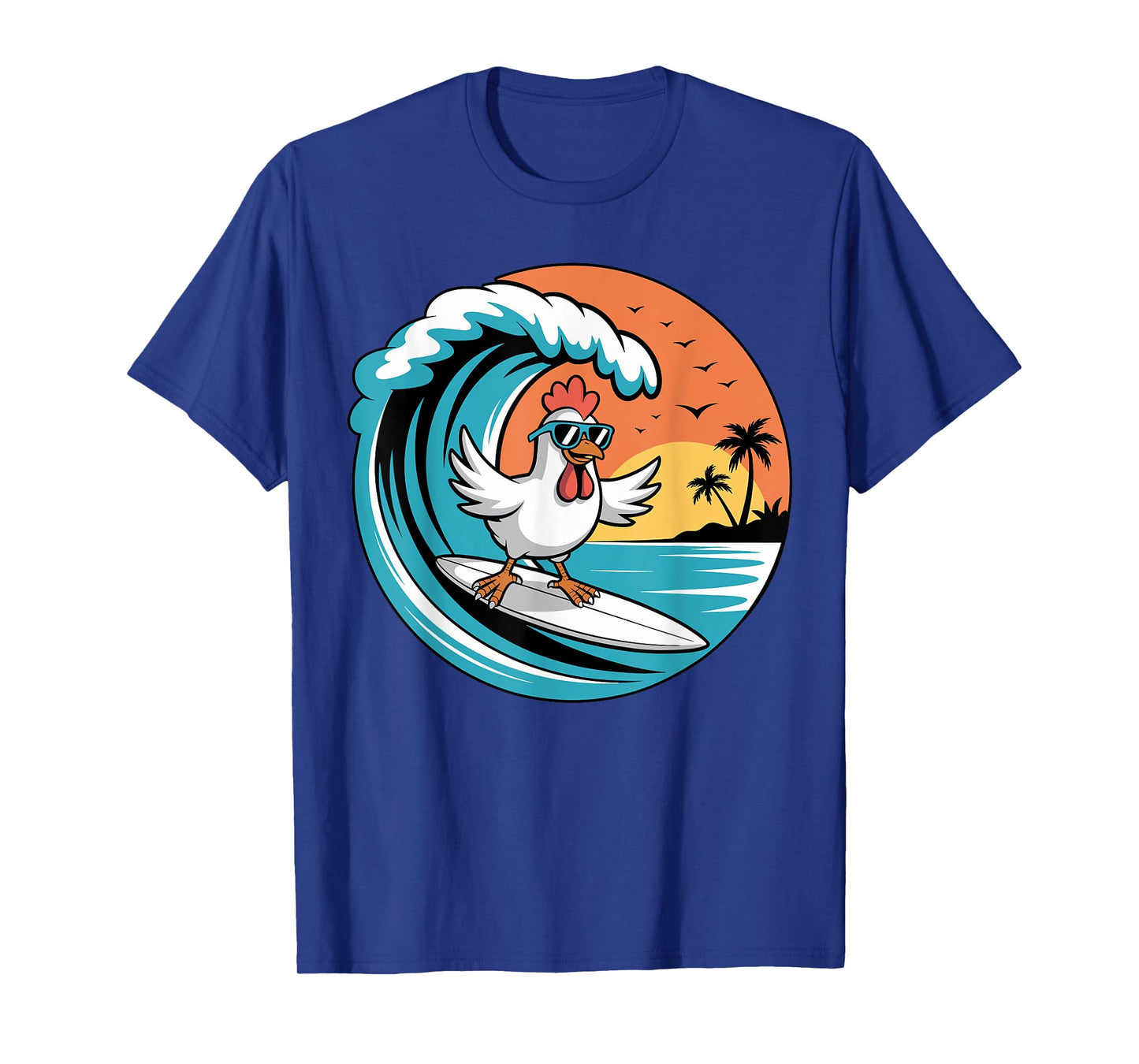 Funny Chicken Surfboard Beach Summer Surfing Rooster T-Shirt