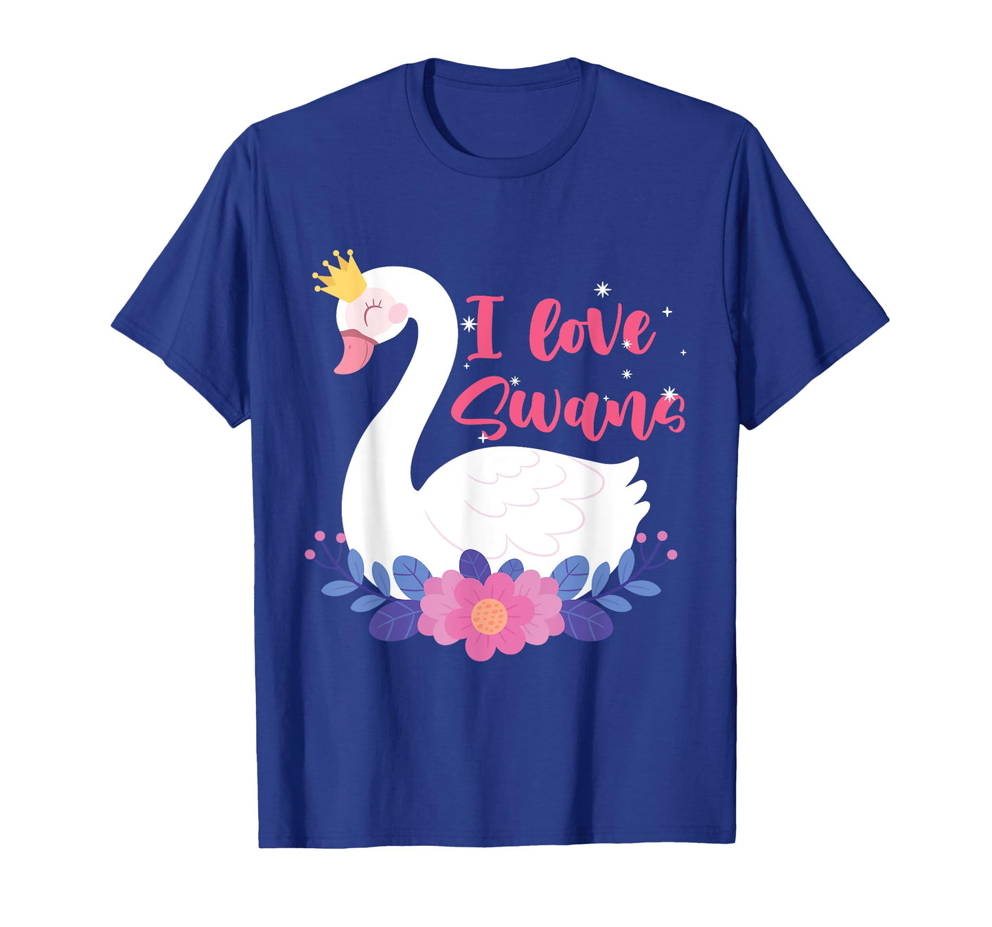 I Love Swans Bird Zoo Animal Lake Water Lily Flowers Crown T-Shirt