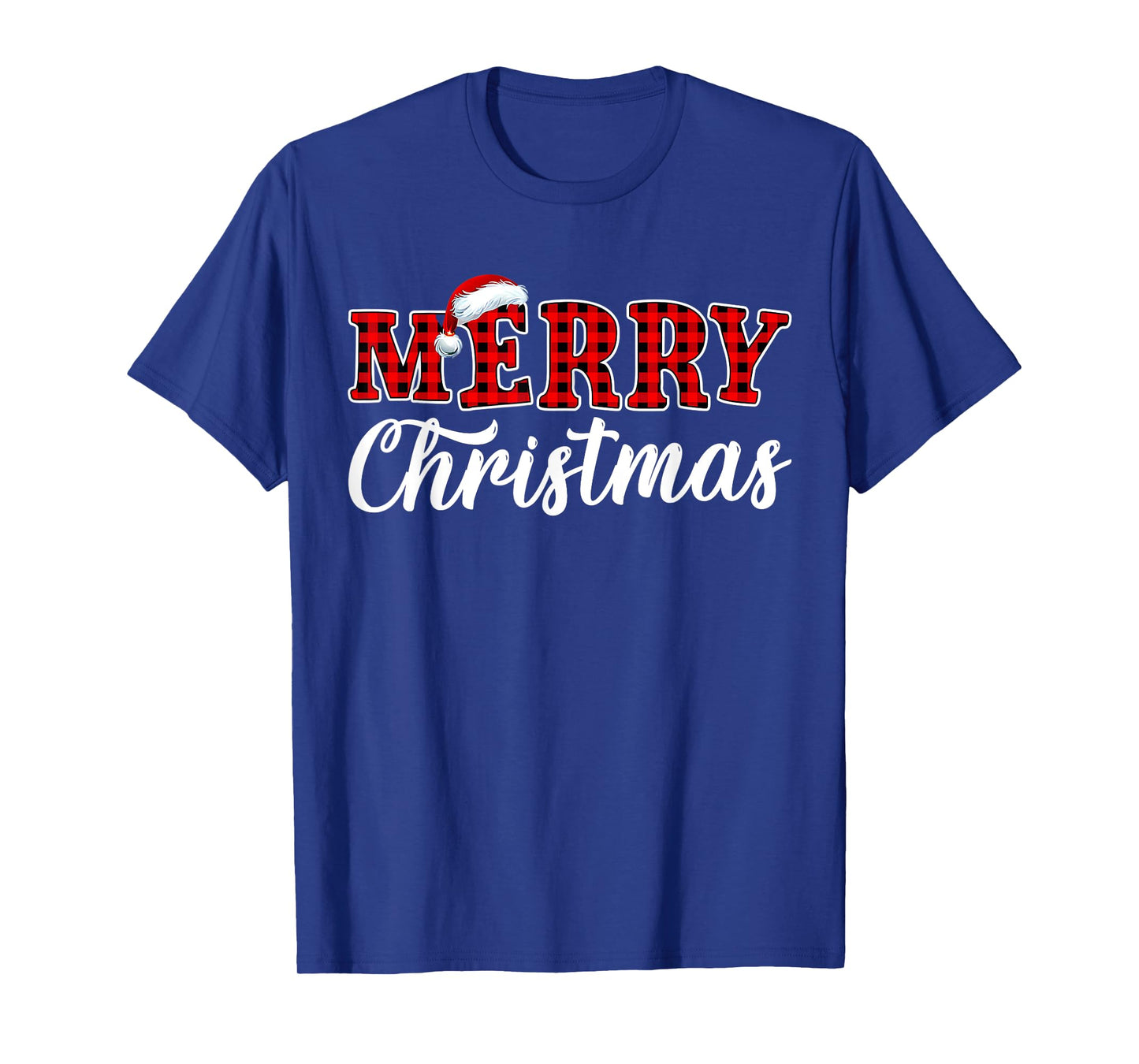 Merry Christmas Buffalo Plaid Red Santa Family Matching Xmas T-Shirt