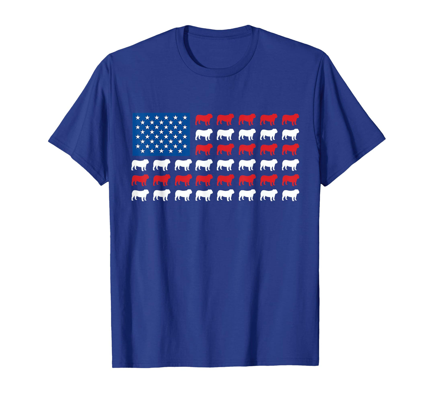 English Bulldog American Flag Patriotic 4th Of July Dog Men Women Kids T-Shirt