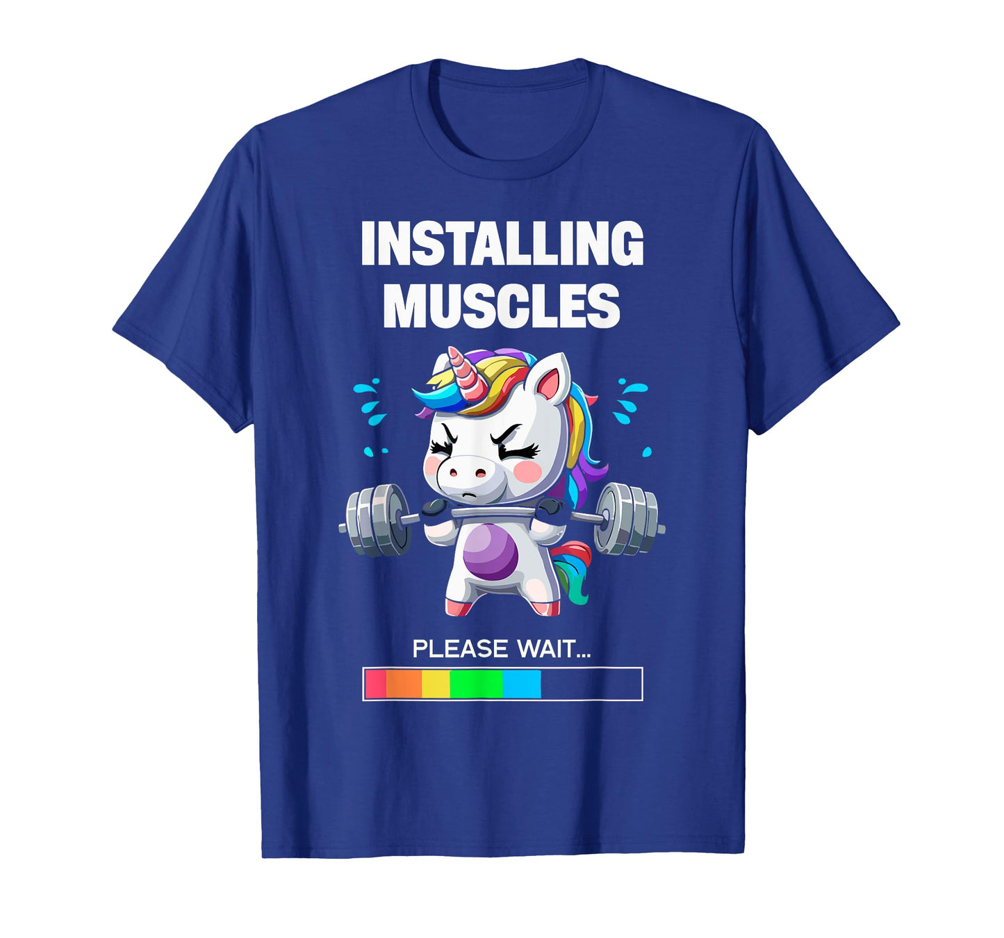 Installing Muscles Funny Unicorn Workout Gym Weightlifting T-Shirt