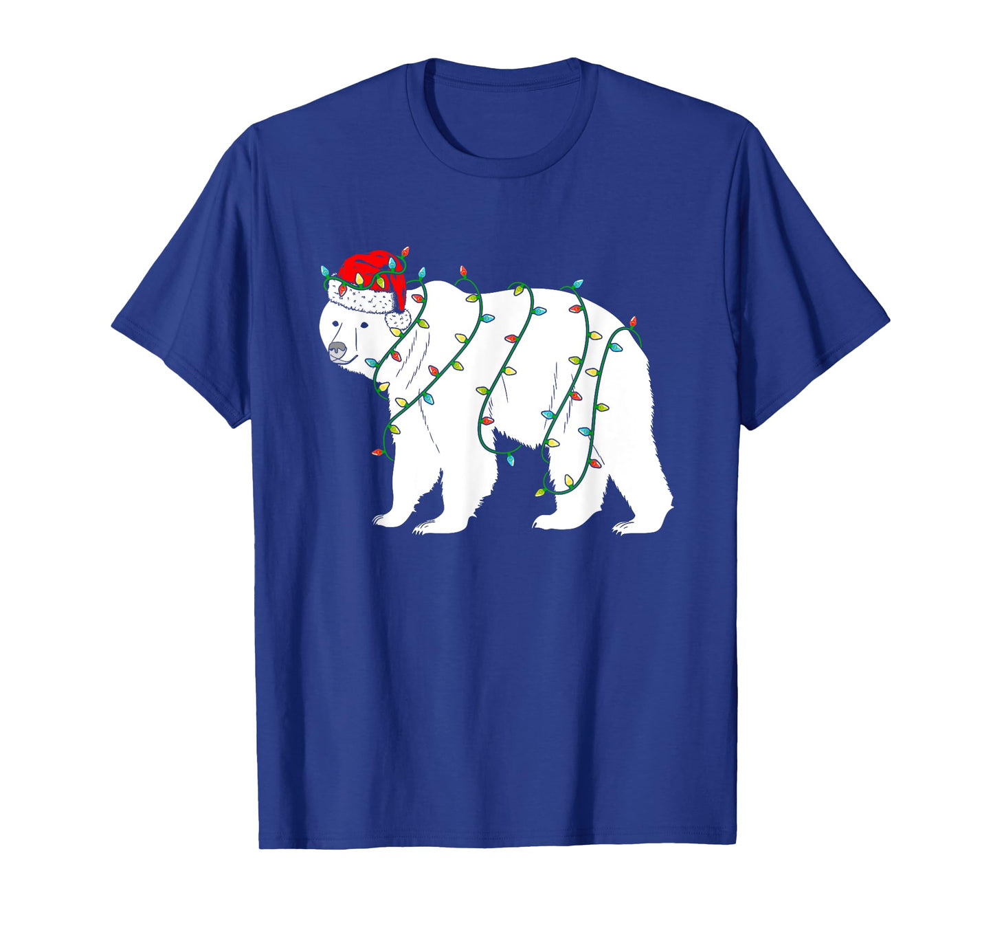 Polar Bear Christmas Santa Hat Lights Xmas Gifts T-Shirt