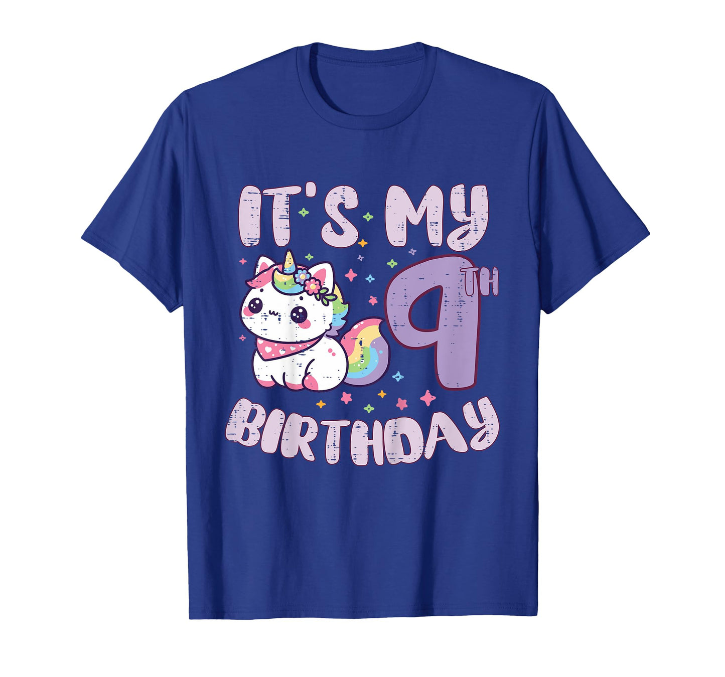 Its My 9th Birthday Unicorn Cat 9 Year Old Bday Girls Kids T-Shirt