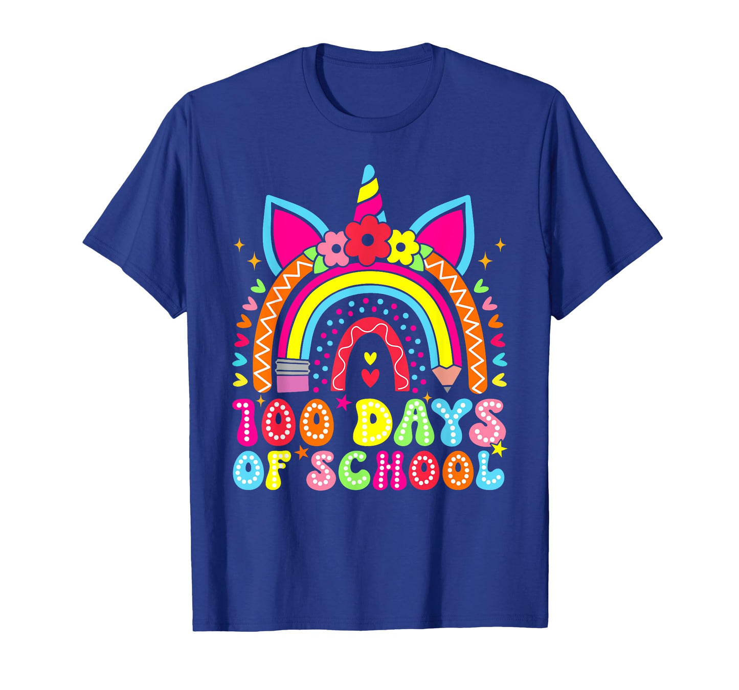 100 Days Of School Unicorn Rainbow 100th Day Of School T-Shirt