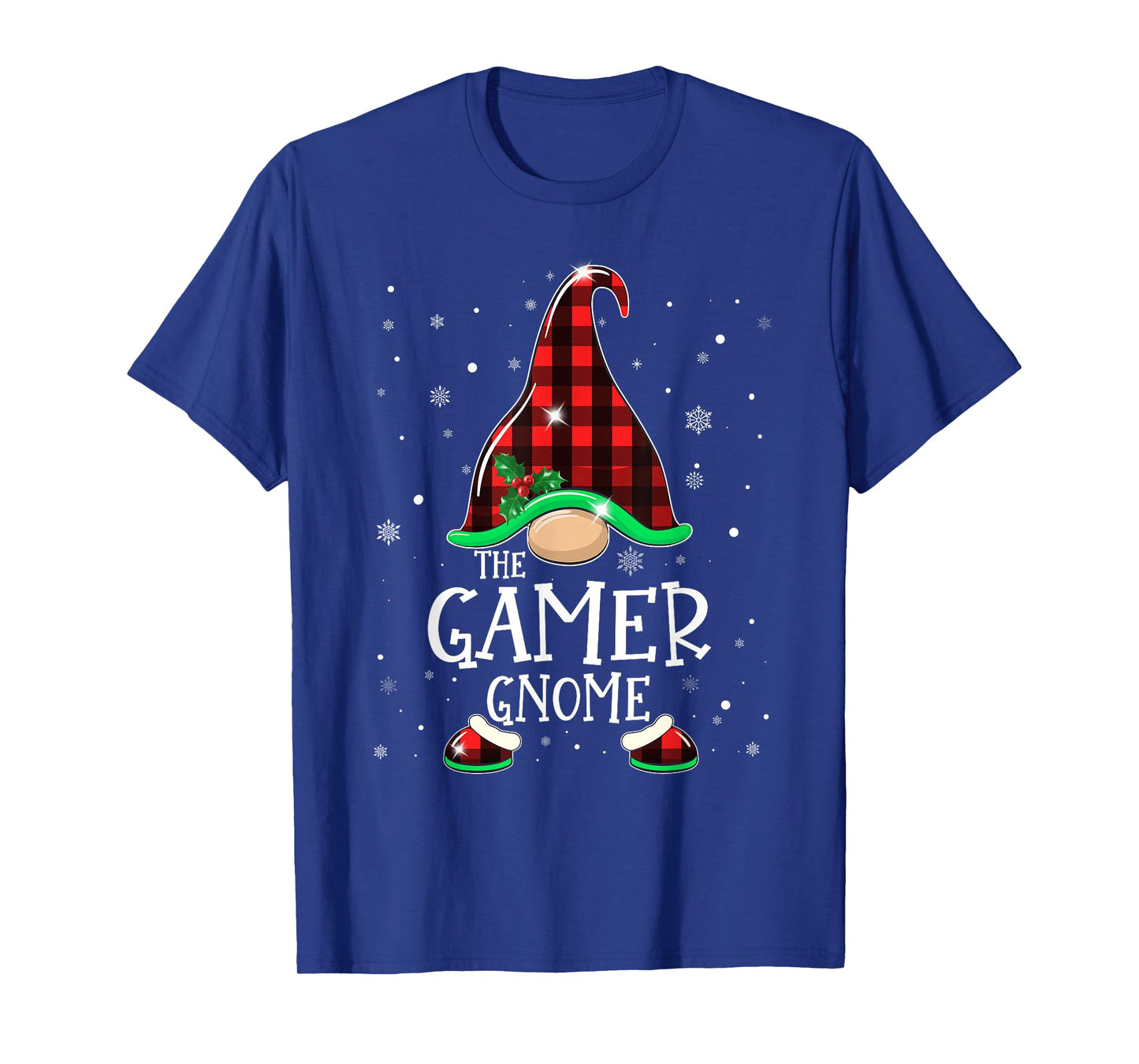 Funny GAMER Gnome Buffalo Plaid Matching Christmas Xmas T-Shirt