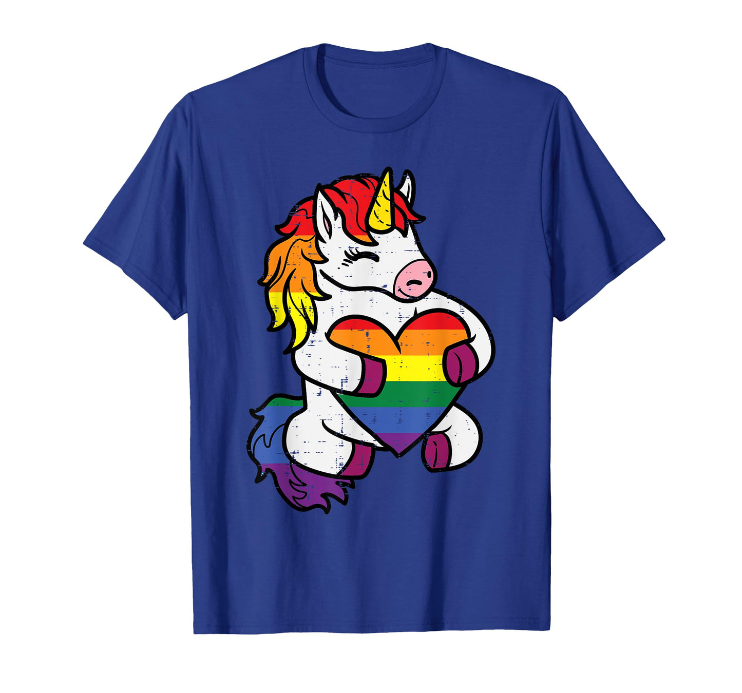 Gay Pride Unicorn Heart Rainbow Flag Lgbt Women Girls Kids T-Shirt