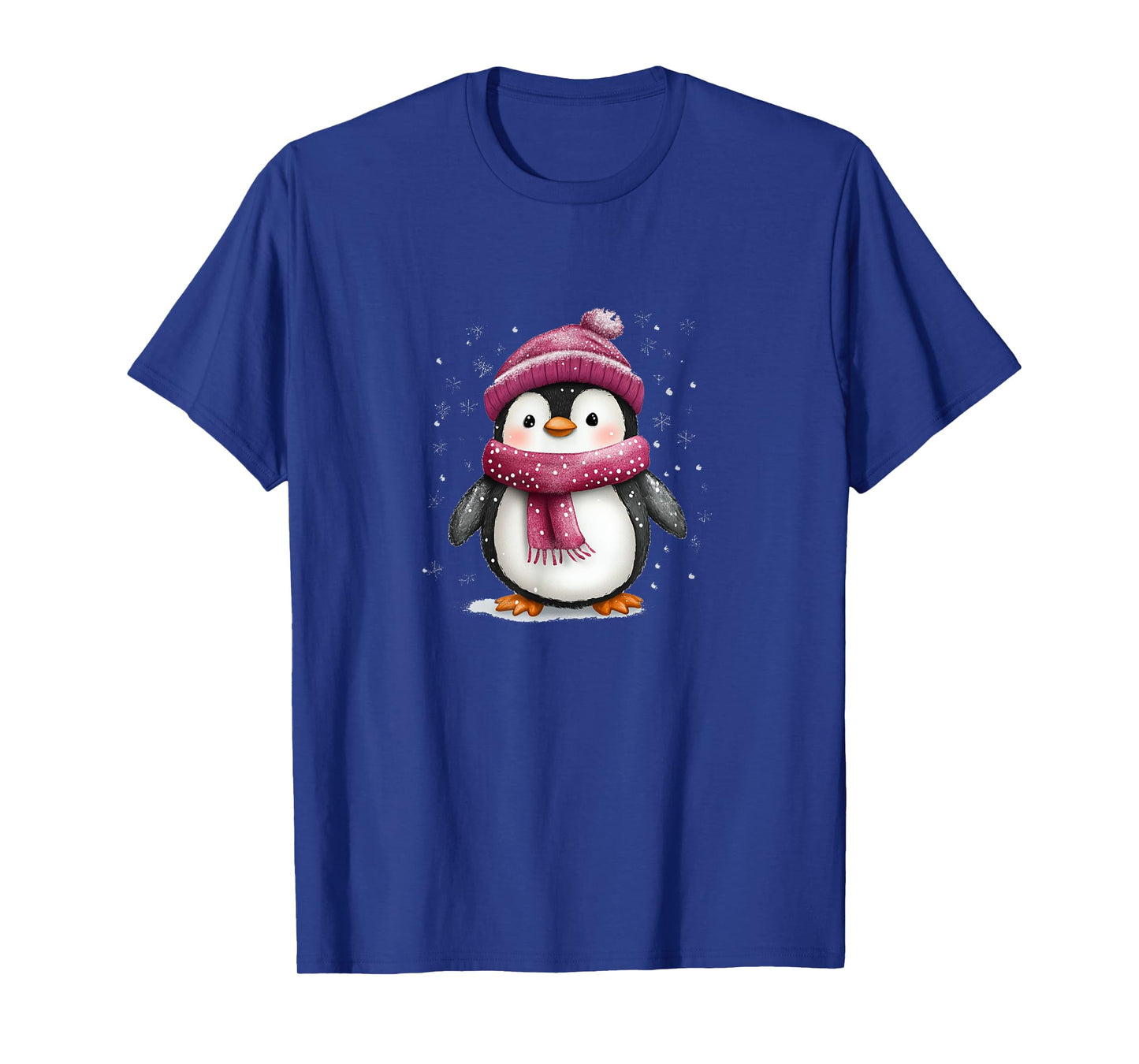 Cute Penguin With Hat And Scarf Winter Snow T-Shirt
