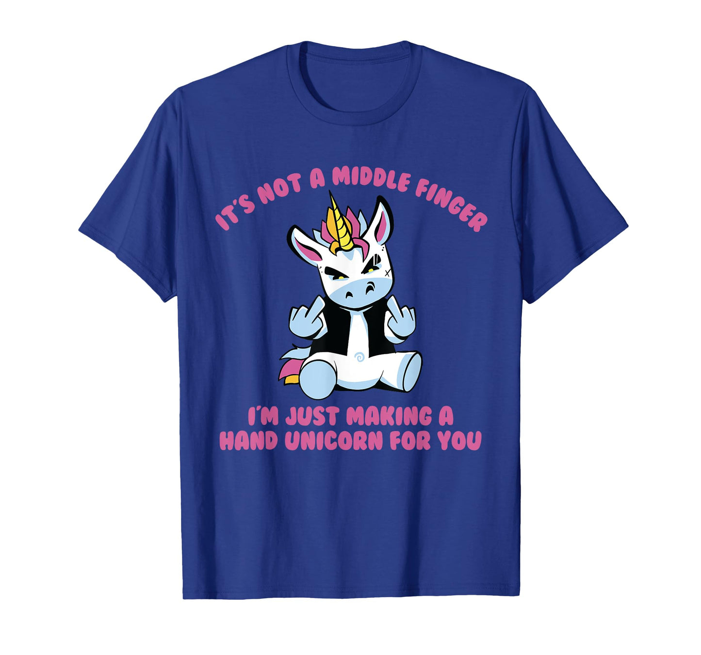 Sarcastic Life Co. Unisex-Adults Not A Middle Finger I'm Just Making A Hand Unicorn T-Shirt