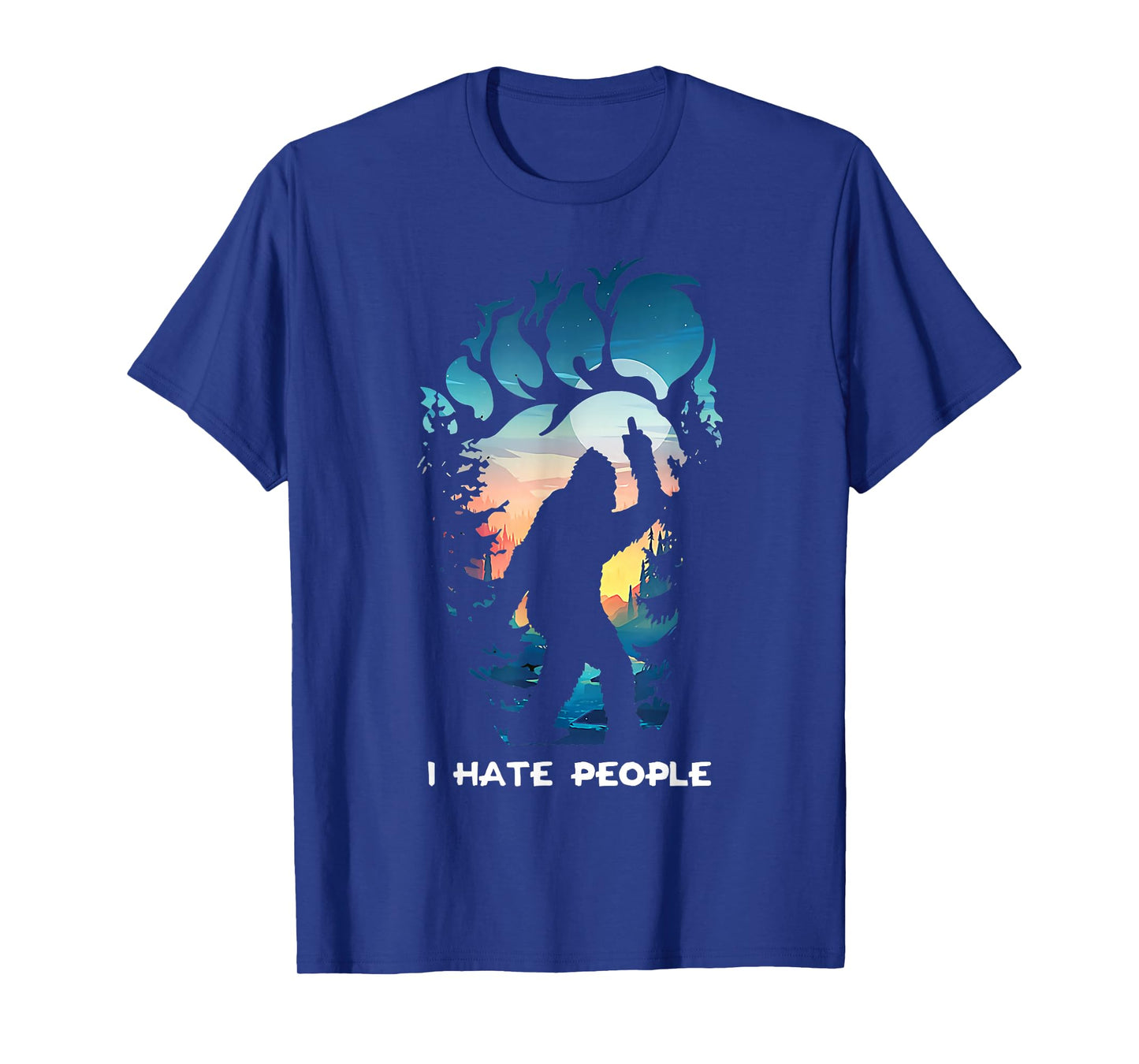 Alien Bigfoot Middle Finger I Hate People Abduction Colorful T-Shirt