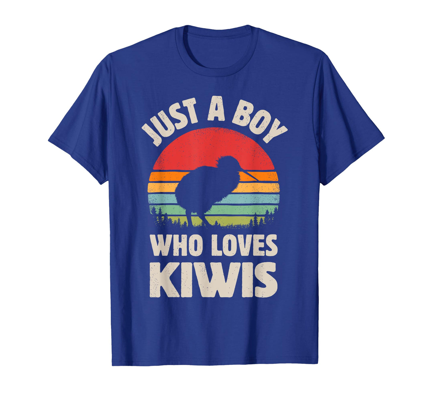 Kiwi Just A Boy Who Loves Kiwis Bird Retro Vintage Sunset T-Shirt