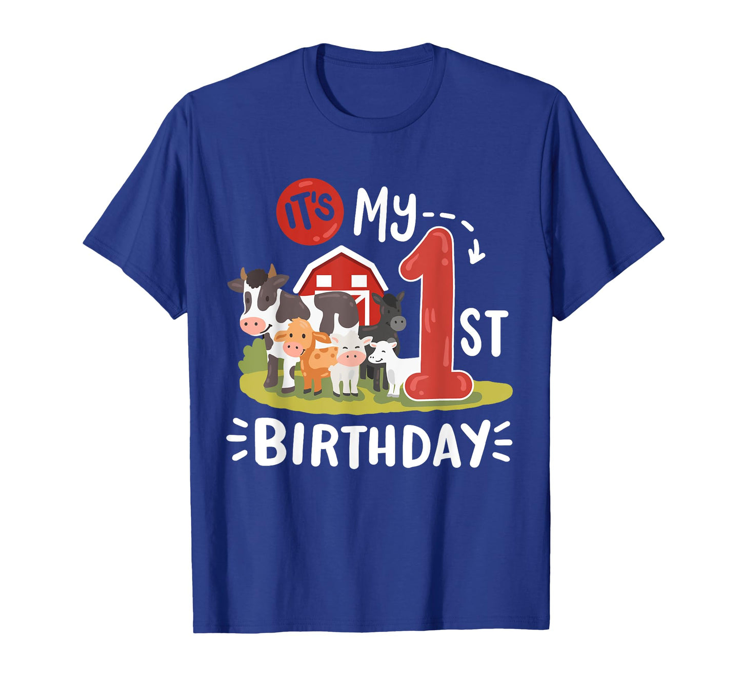 Farm Animals It's My 1st Birthday Bday Party 1 Year Old Kids T-Shirt