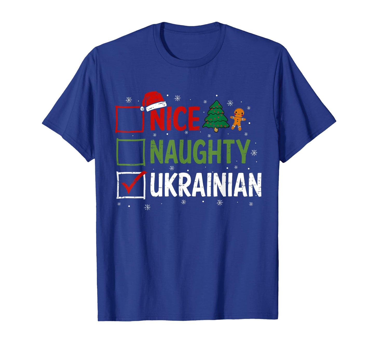 Naughty Nice ukrainian Christmas Pajamas Santa Claus Xmas T-Shirt