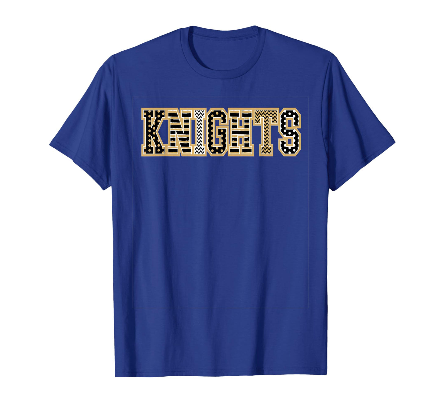 Knights Mascot Word Gold Black White T-Shirt