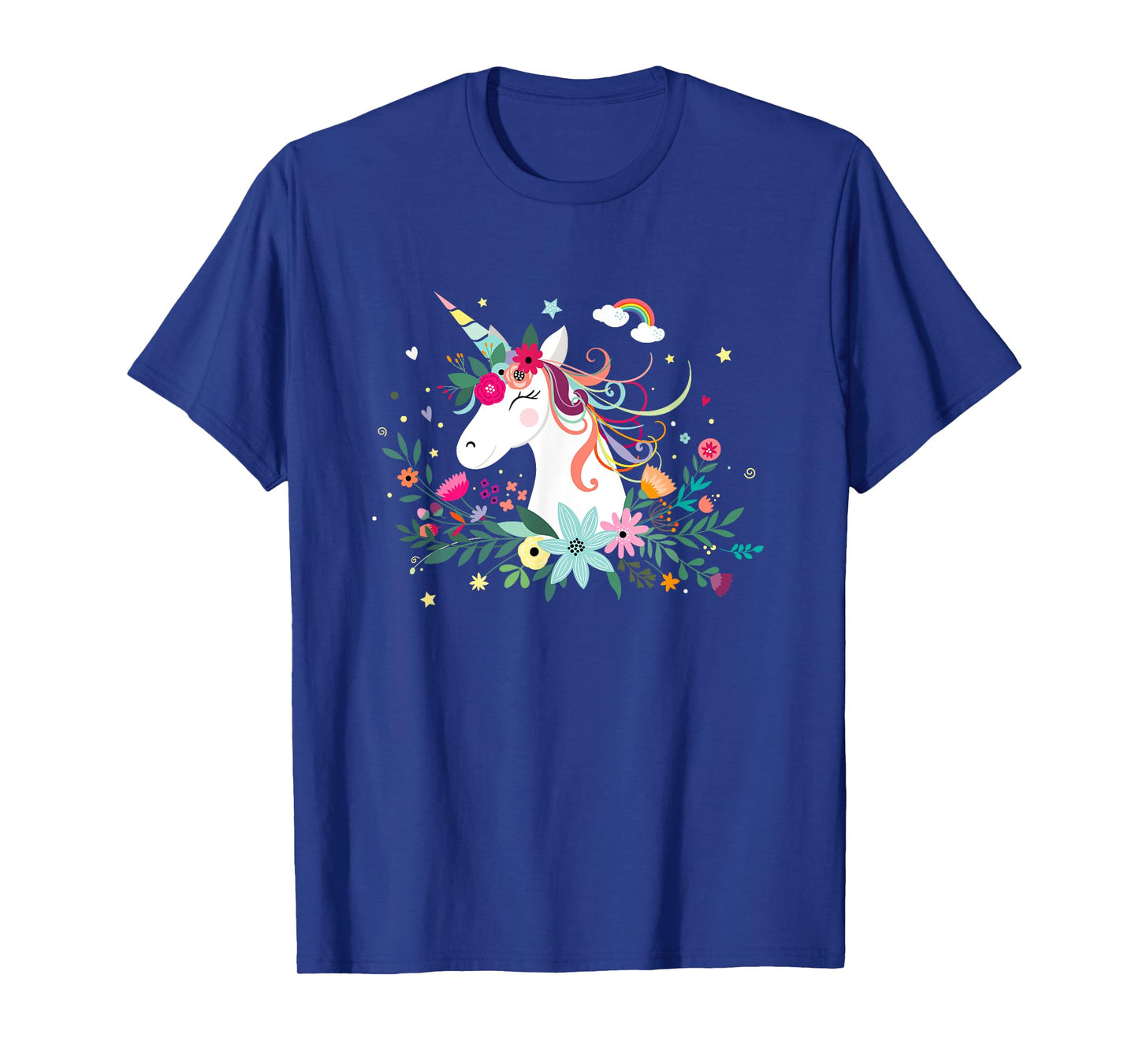 Funny Unicorn Dreams, Cute Kawaii Blinking Unicorn Flowers T-Shirt