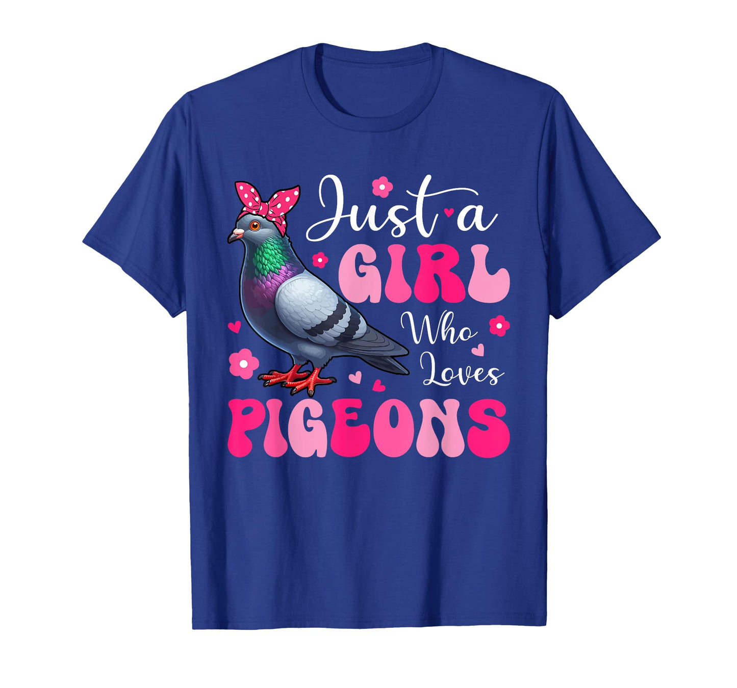 A Girl Loves Pigeons Cute Bird Bow Tie Costume Women Girls T-Shirt