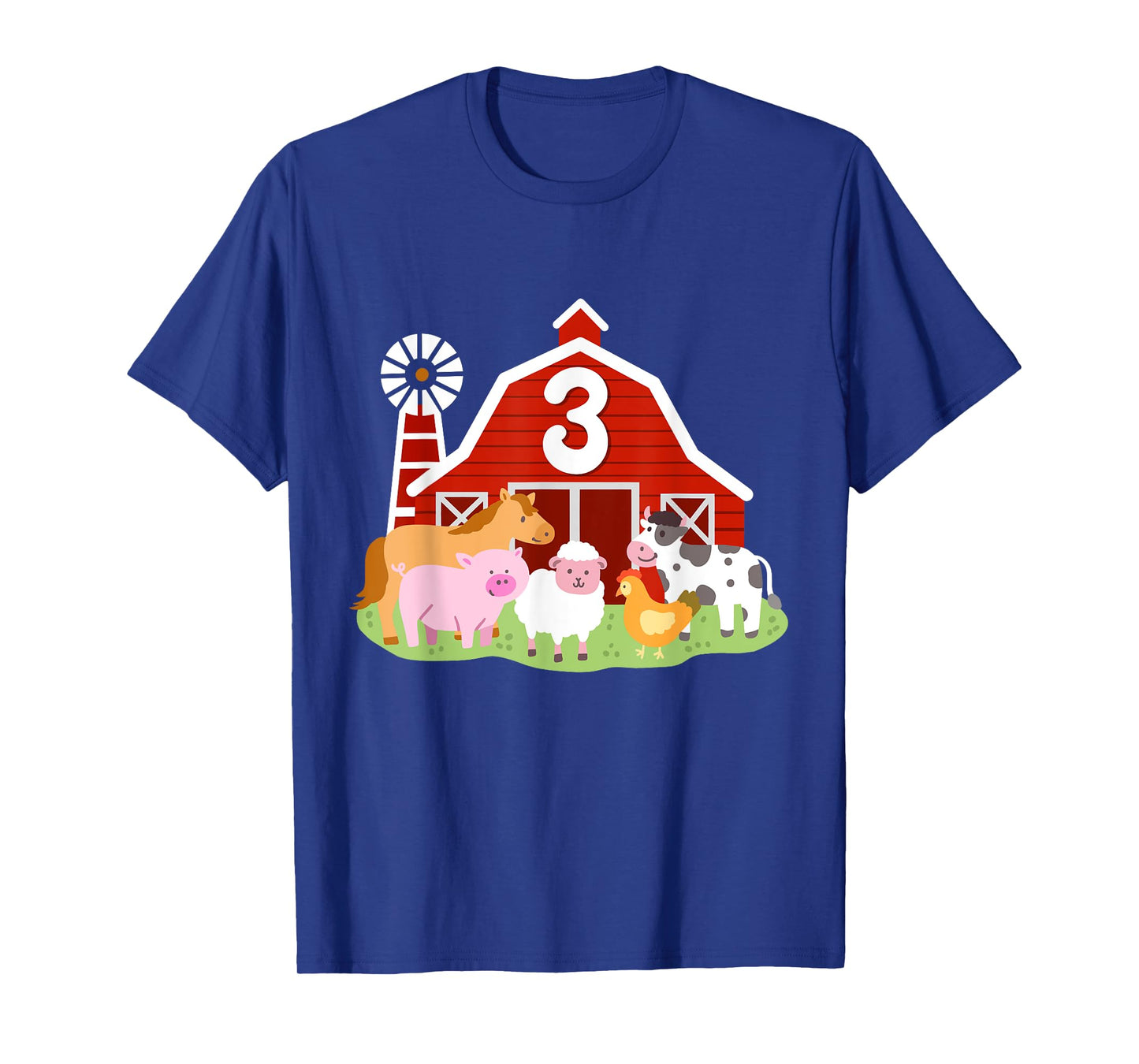 3rd Birthday Farm Animals Bday Party 3 Years Old Boy Toddler T-Shirt