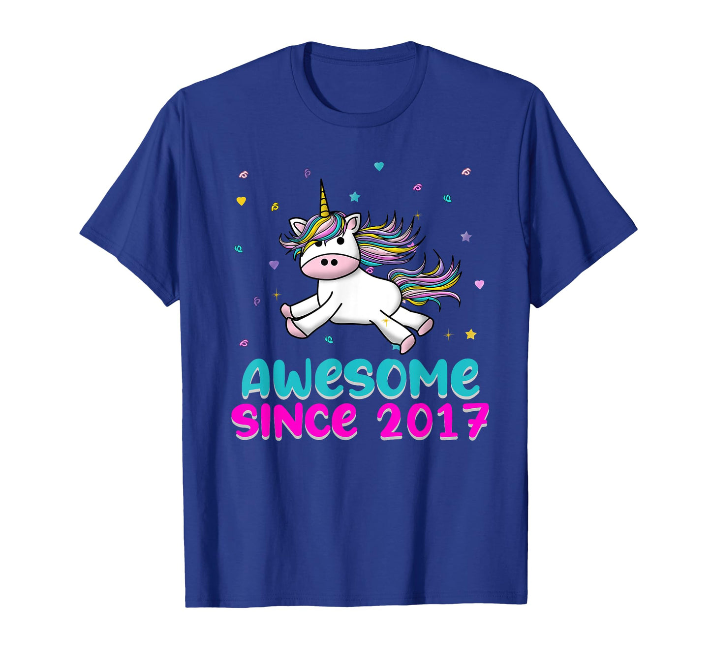 Unicorn Birthday Girl Gift Love Awesome Since 2017 T-Shirt