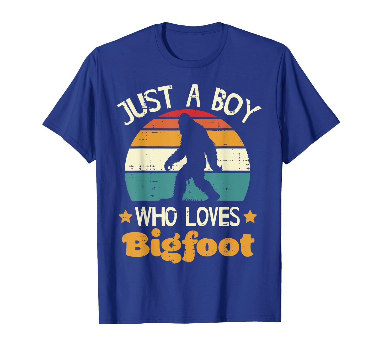 Just Boy Who Loves Bigfoot Retro Sasquatch Boys Kids Men T-Shirt