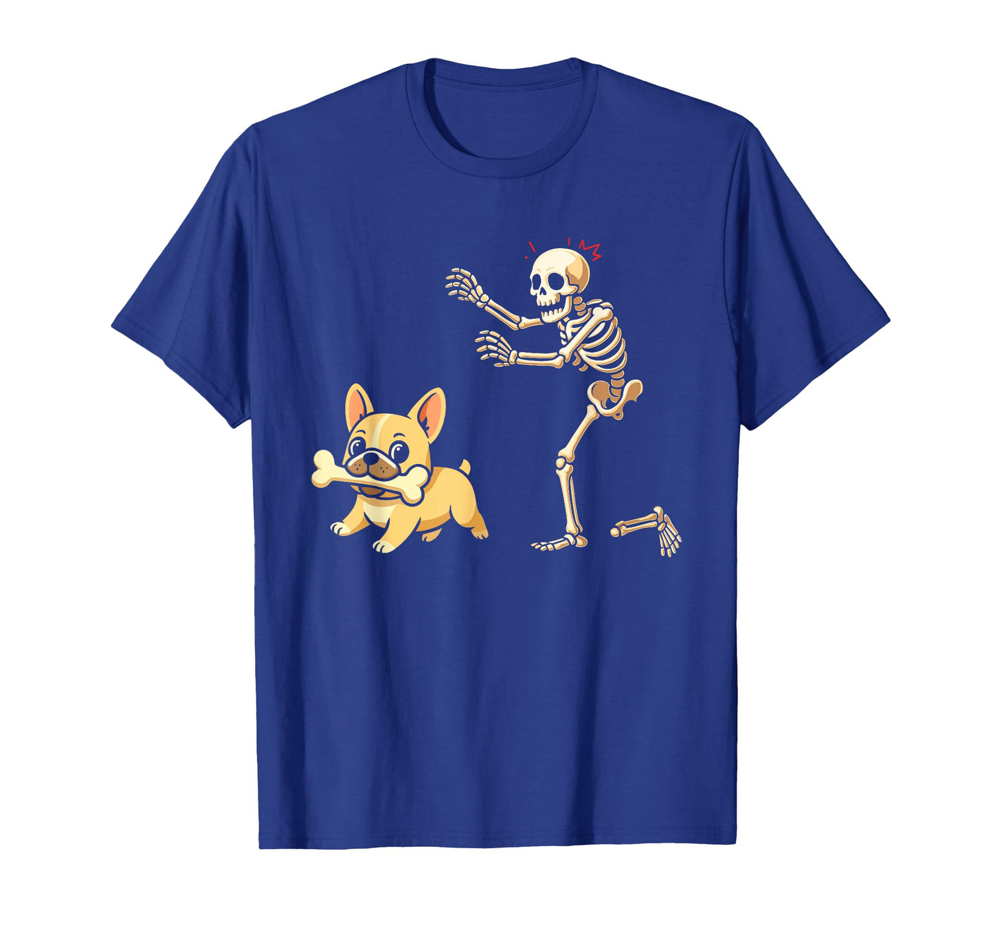Halloween Dog Funny Skeleton Chasing French Bulldog T-Shirt