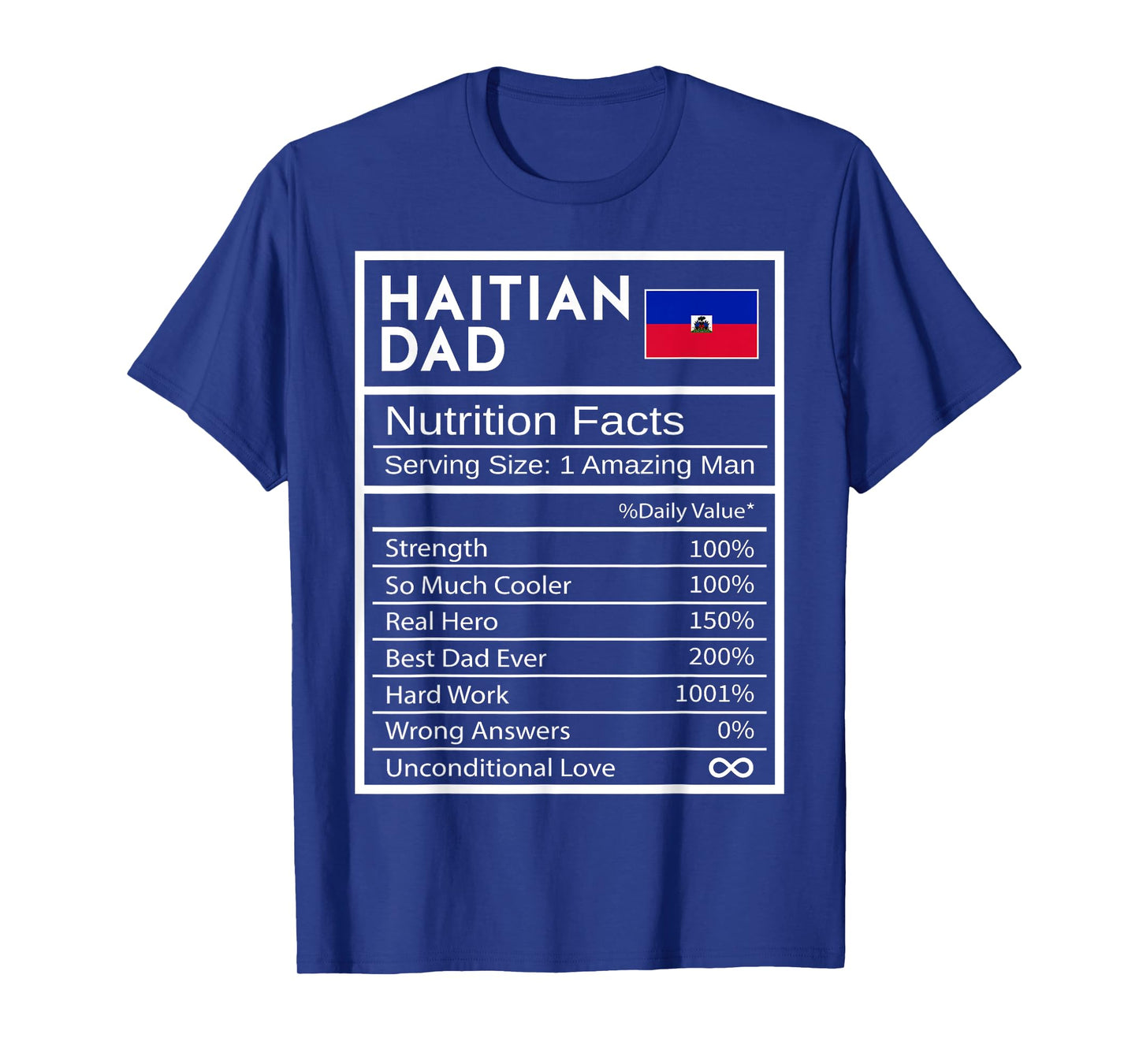 Haitian Dad Nutrition Facts National Pride Gift For Dad T-Shirt