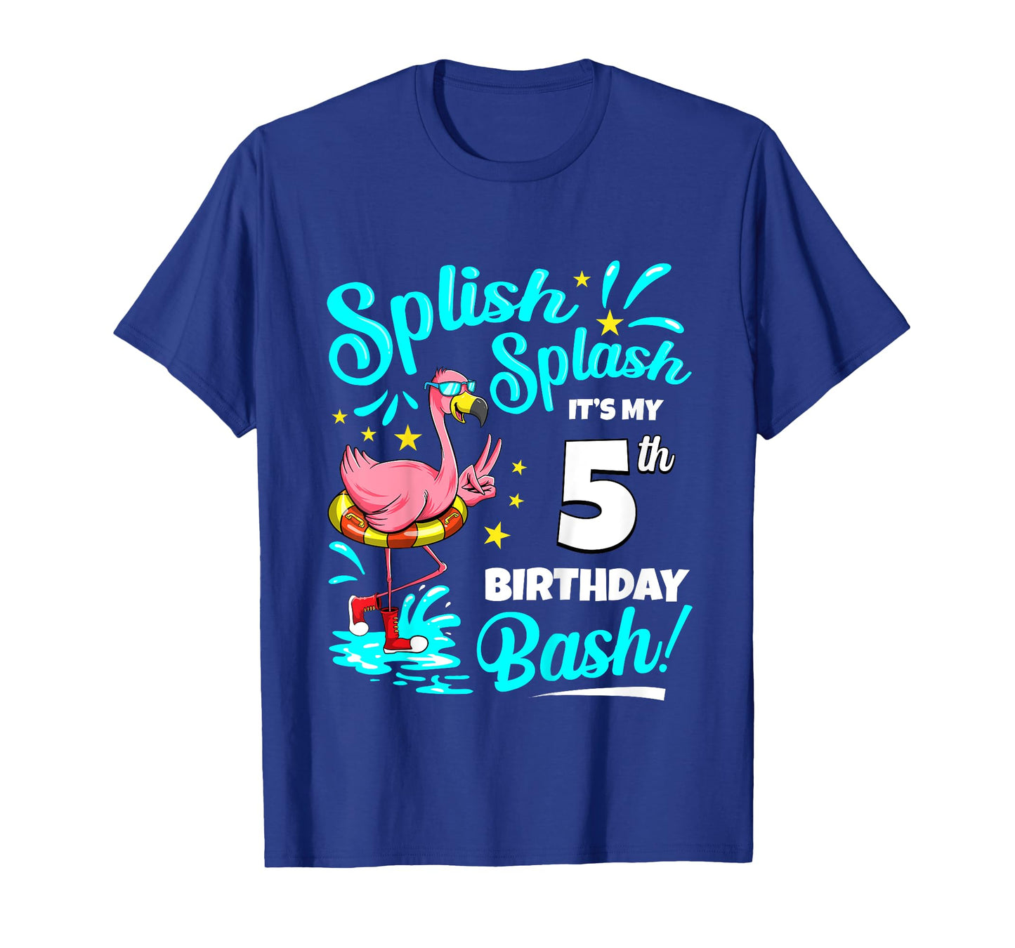 5th Birthday Flamingo 5 Years Old Pool Party Summer T-Shirt