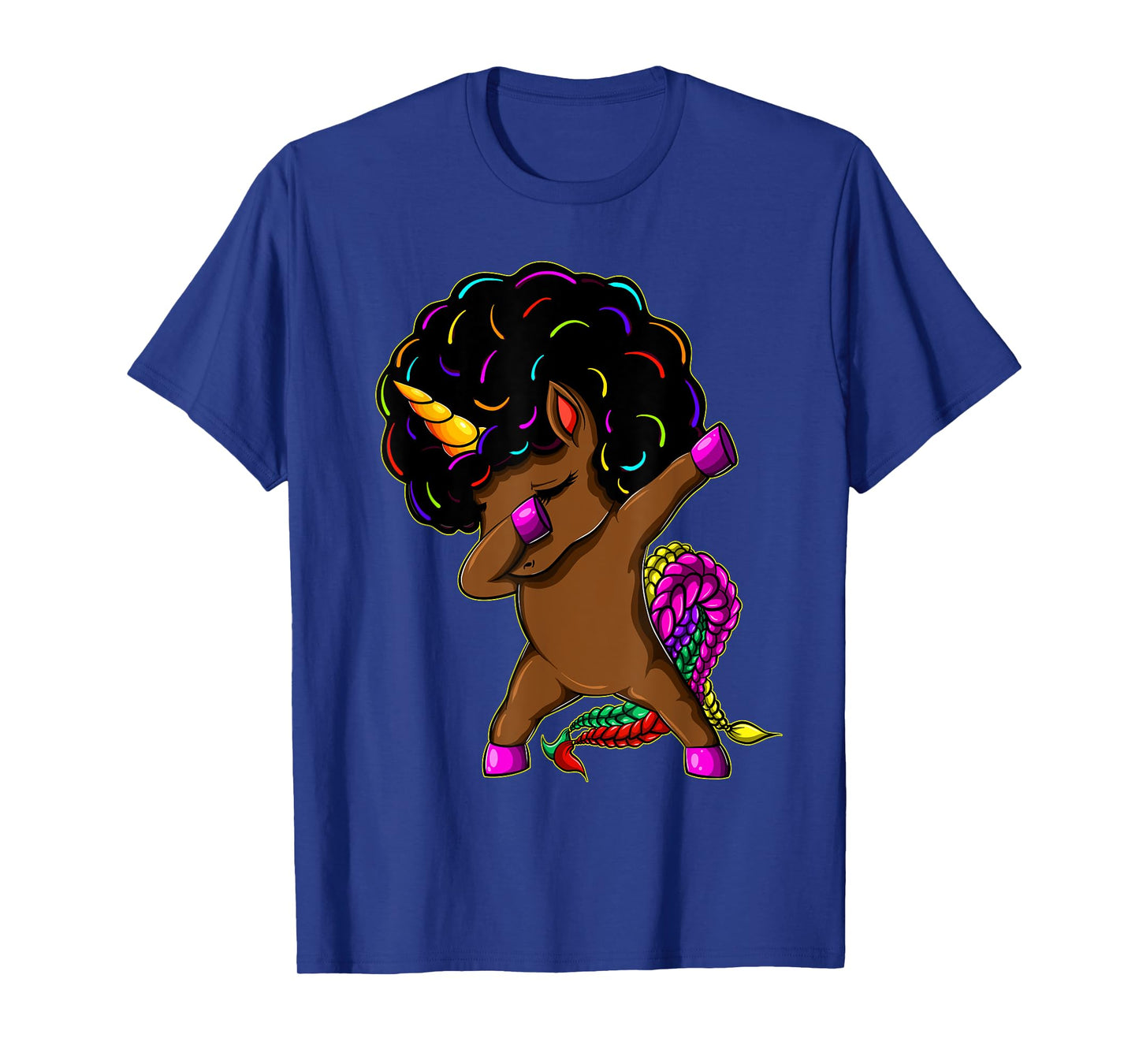 Dabbing Unicorn Afro Natural Hair Black Girl Unicorn T-Shirt